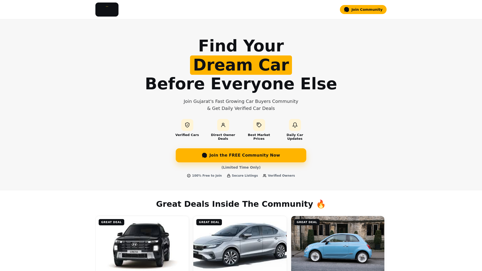 website screenshot of https://thecarbook.in/