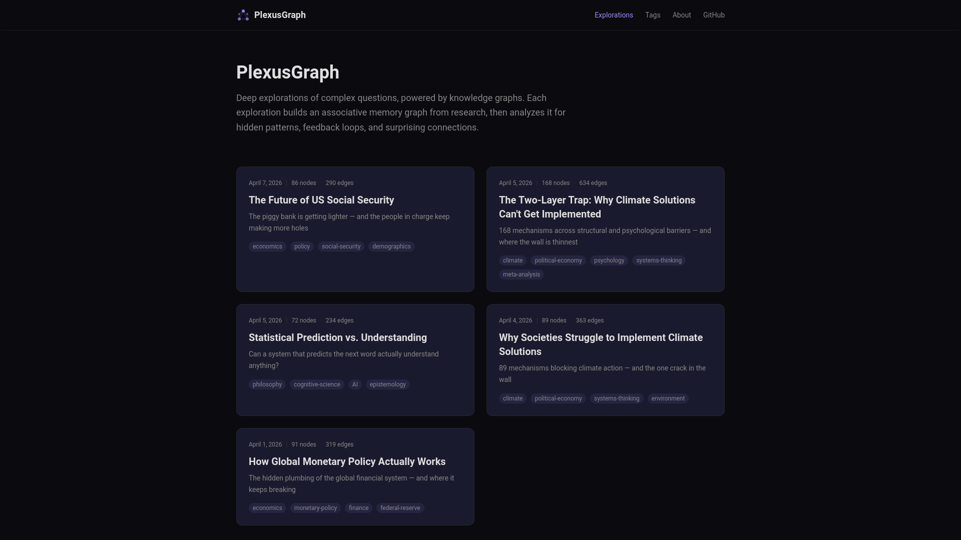 website screenshot of https://plexusgraph.dev/