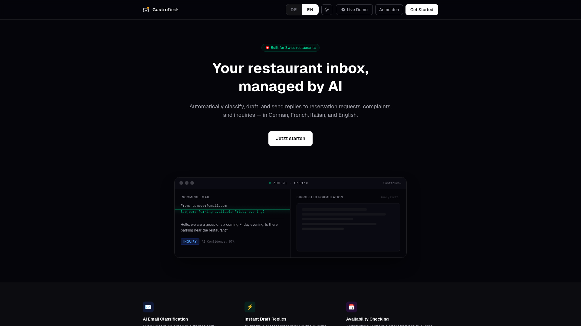 website screenshot of https://gastrodesk.ch/