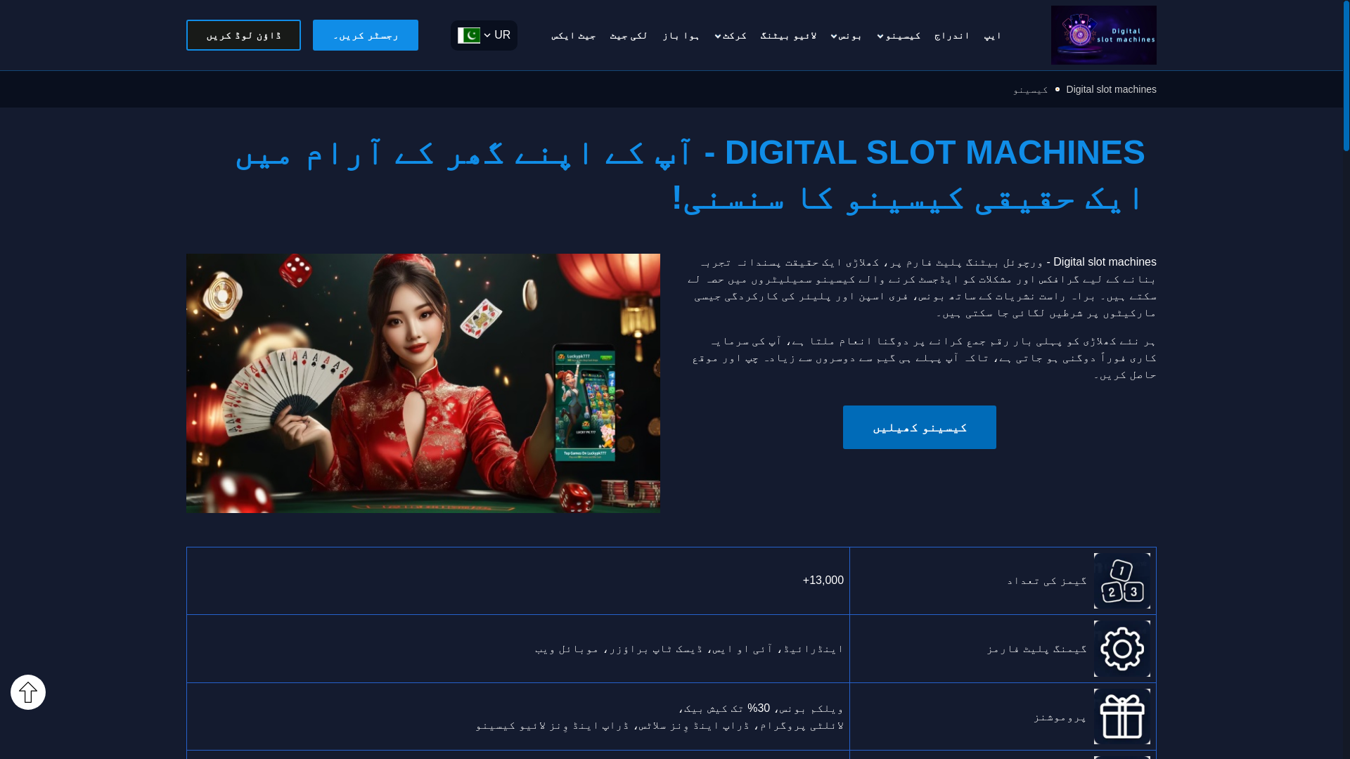 website screenshot of https://pk-digitalslotmachines.com/