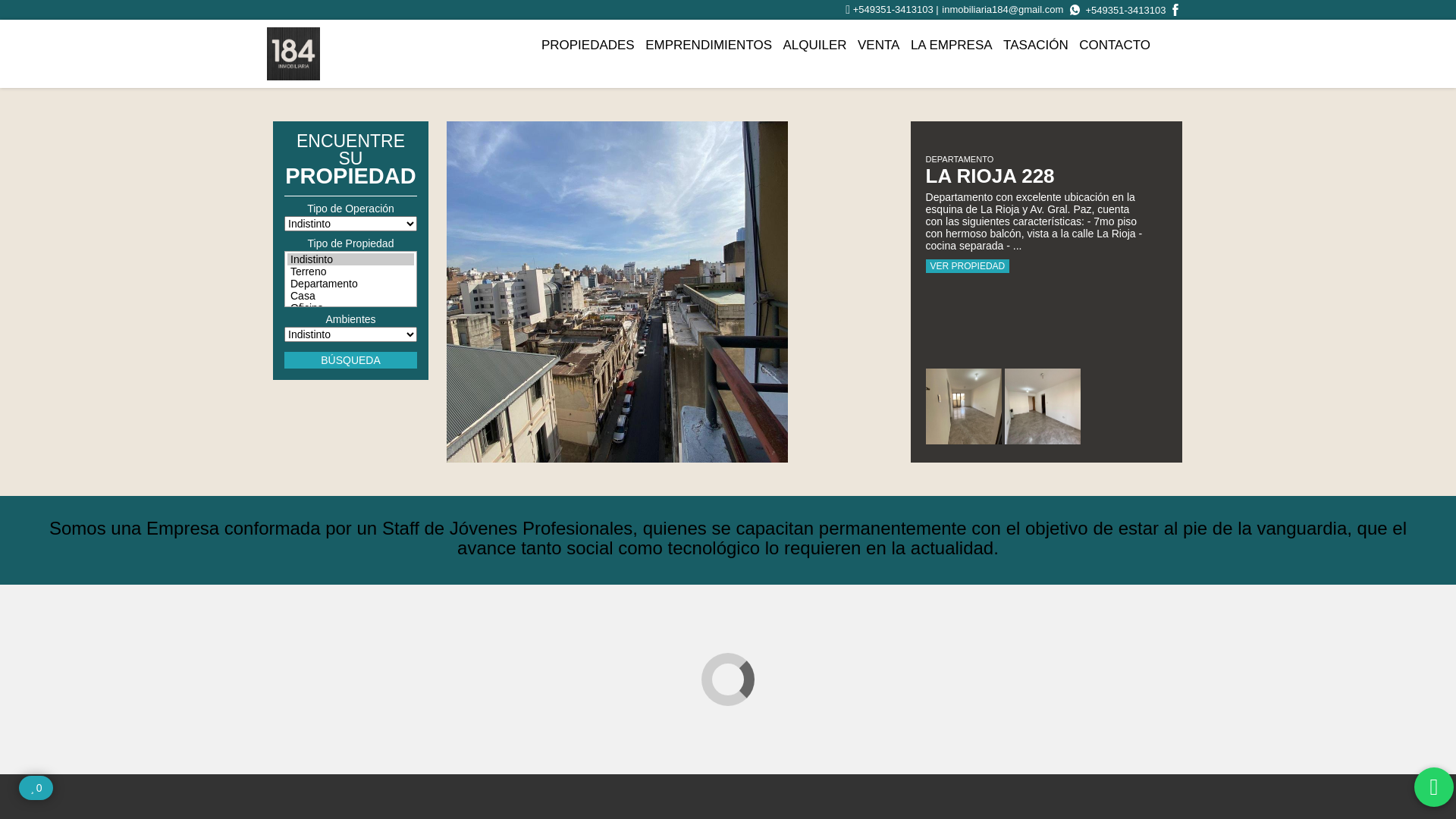 website screenshot of https://inmobiliaria184.com.ar/