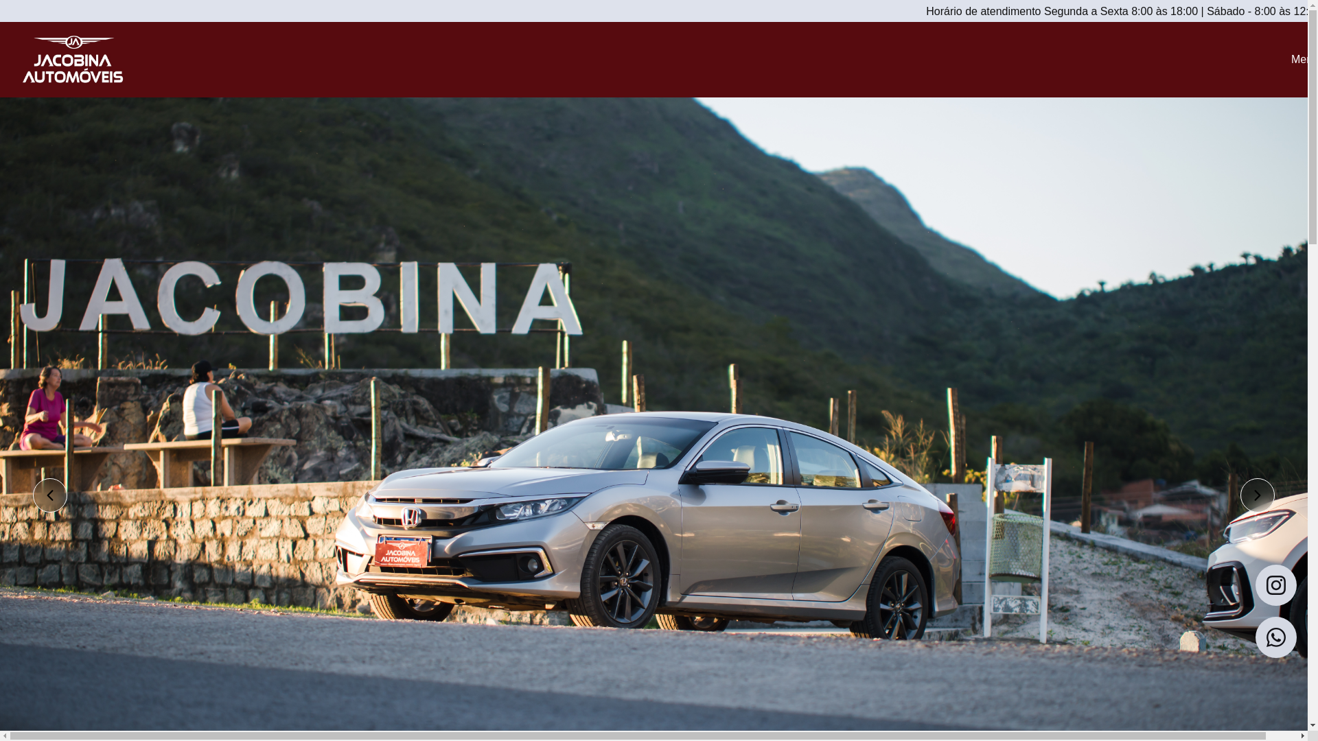 website screenshot of https://jacobinaautomoveis.com.br/