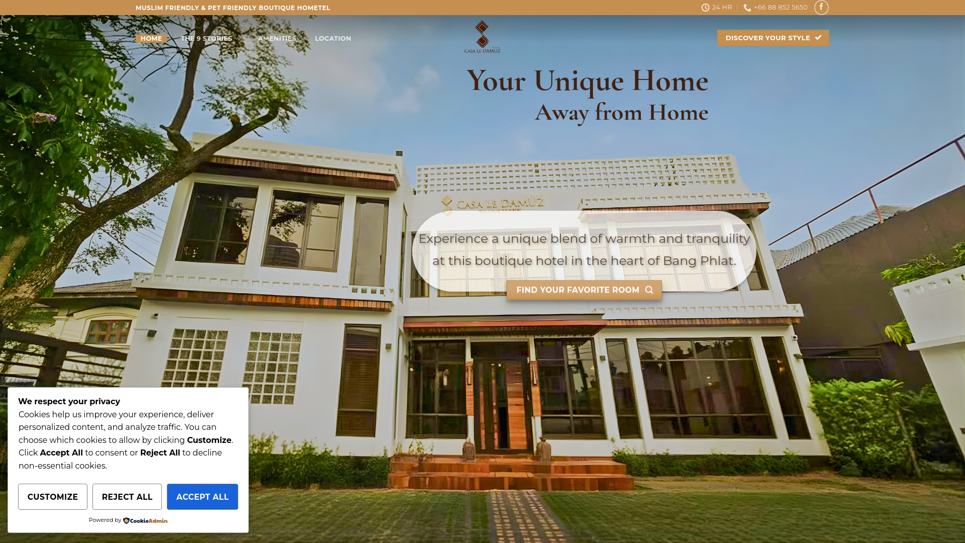 website screenshot of https://casaledamuzhometel.com/