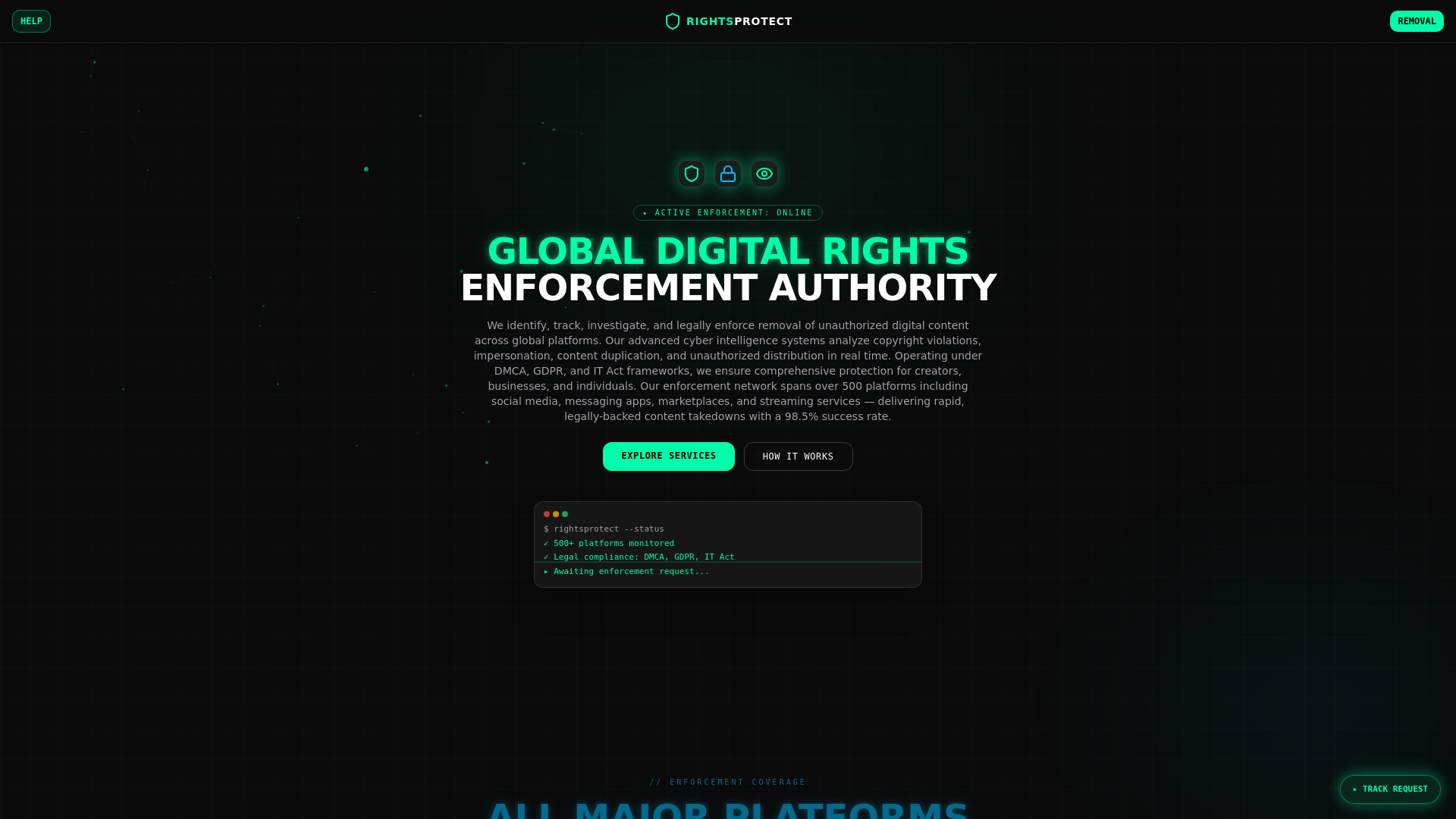 website screenshot of https://rightsprotect.cloud