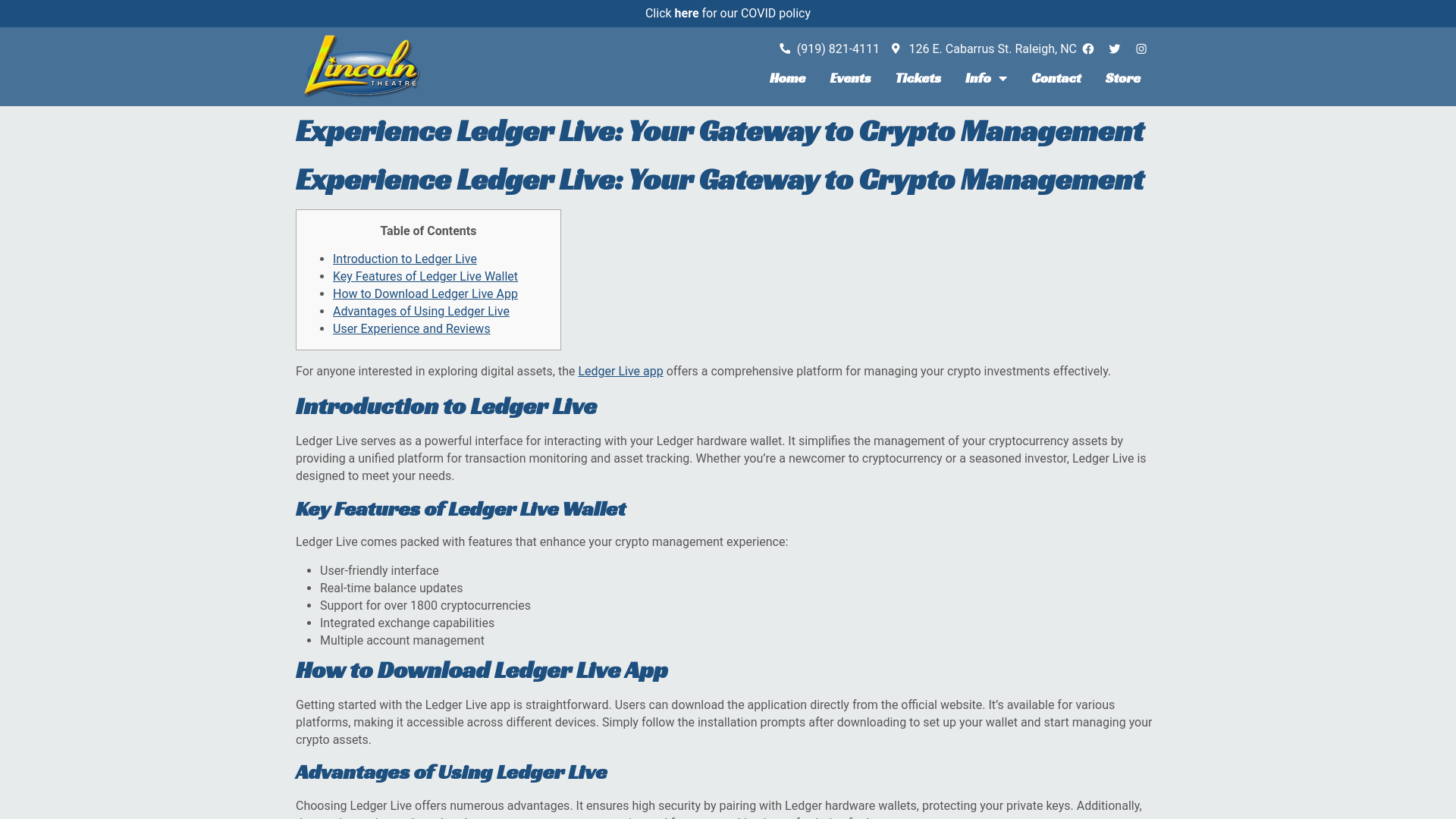 website screenshot of https://lincolntheatre.com/experience-ledger-live-your-gateway-to-crypto-management/