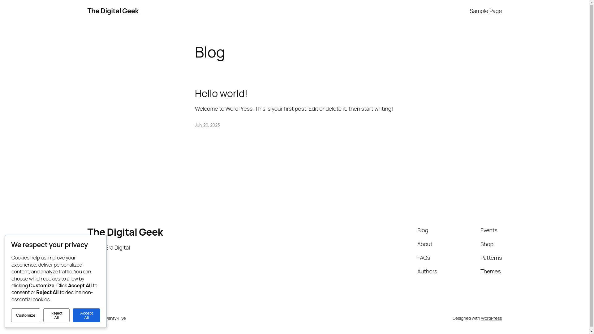 website screenshot of https://thedigitalgeek.me/
