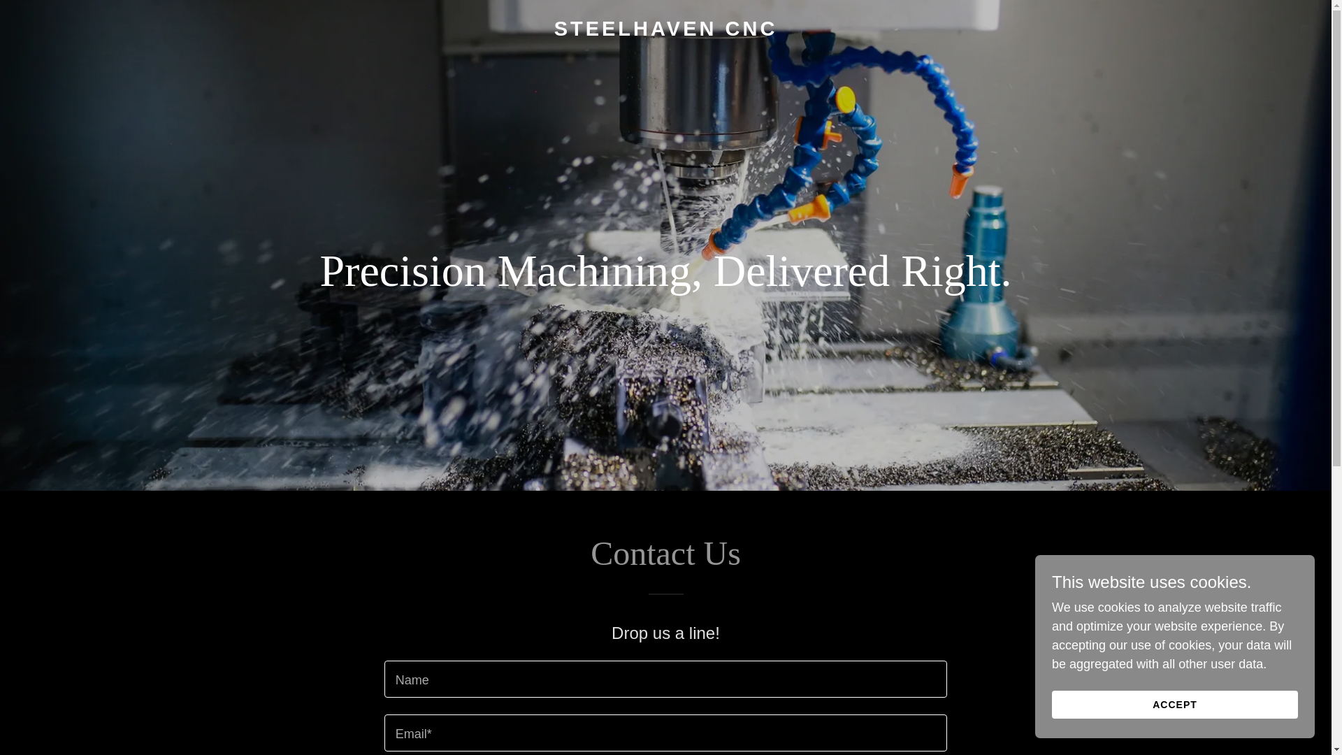 website screenshot of https://steelhavencnc.com/