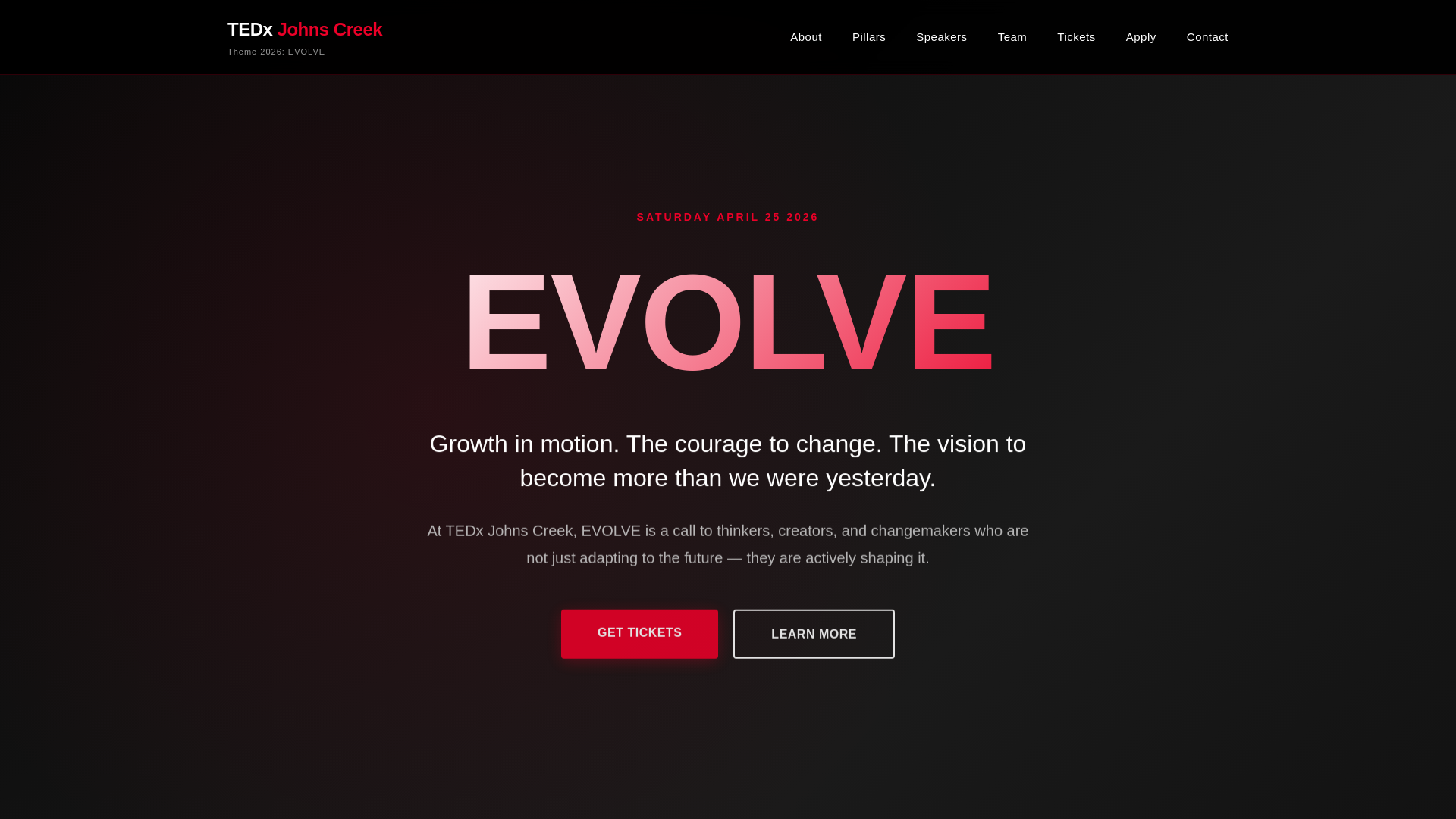 website screenshot of https://tedxjohnscreek.org/