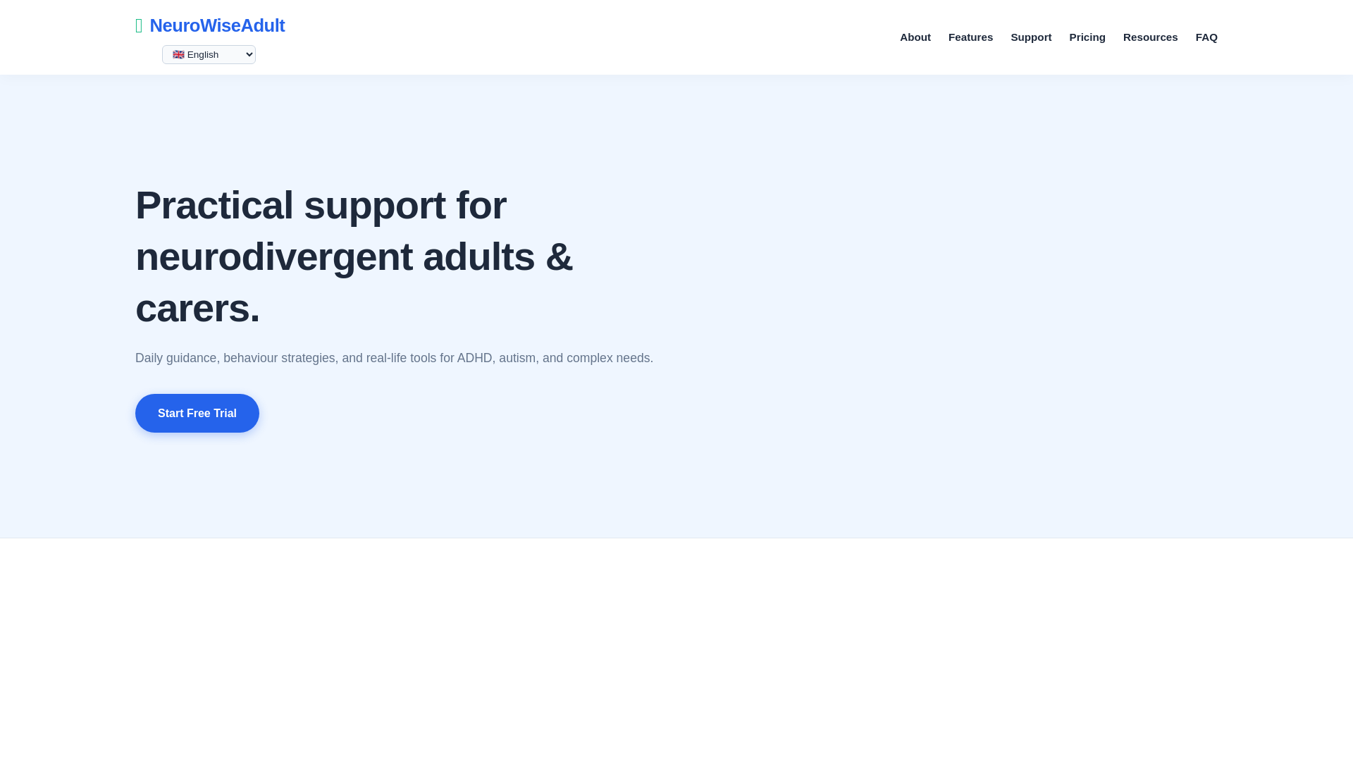 website screenshot of https://neurowiseadult.com/