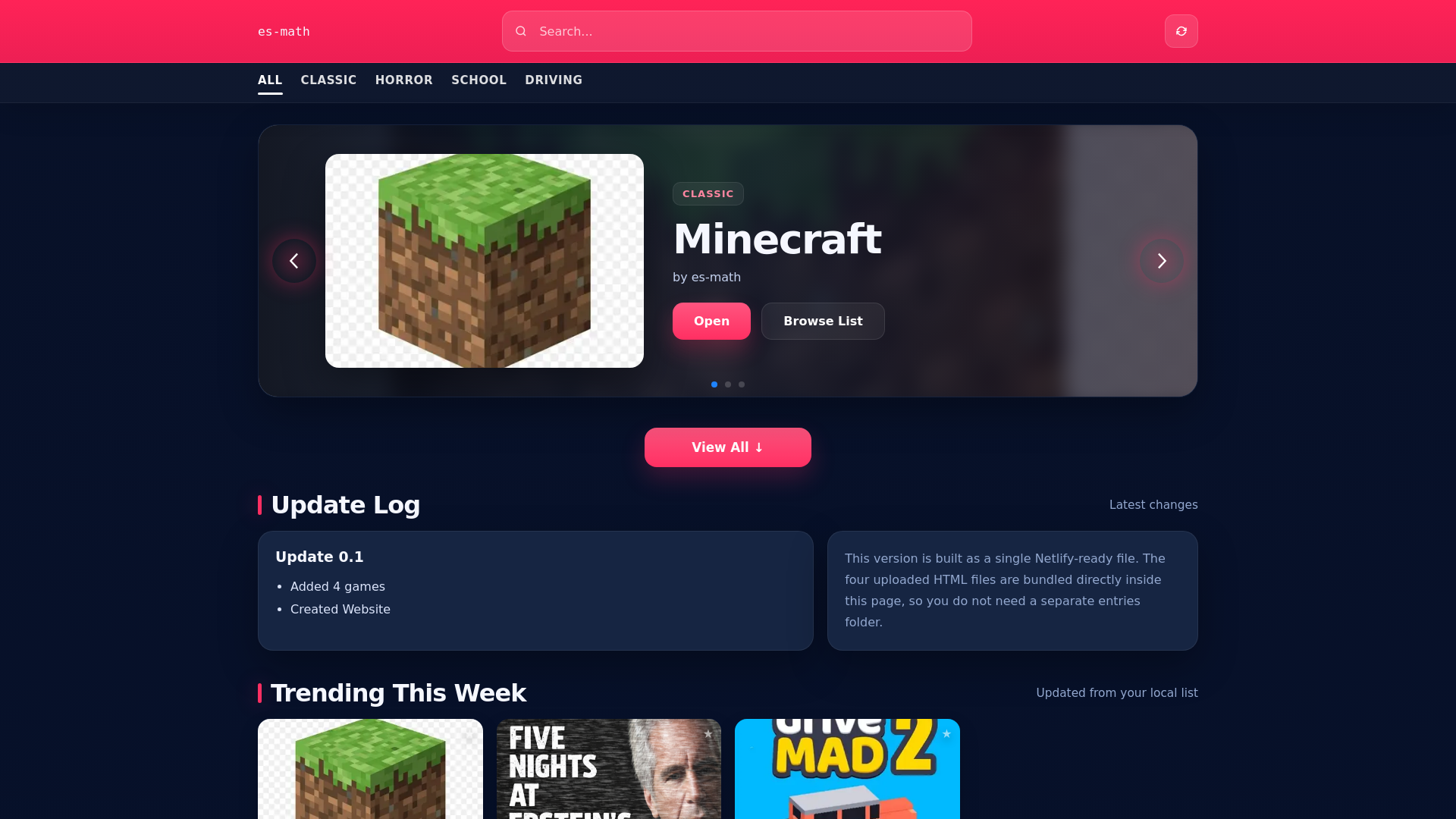 website screenshot of https://es-math.rest/
