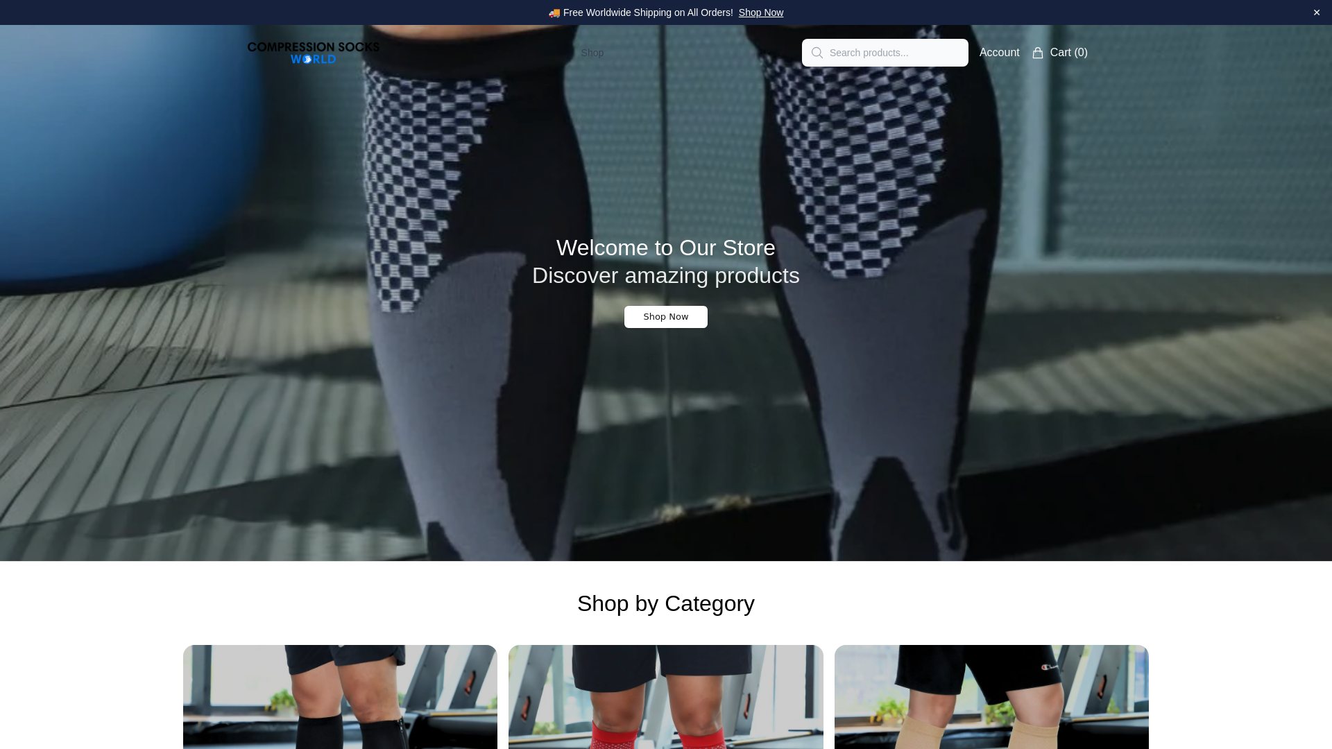 website screenshot of https://compressionsocksworldhq.shop/