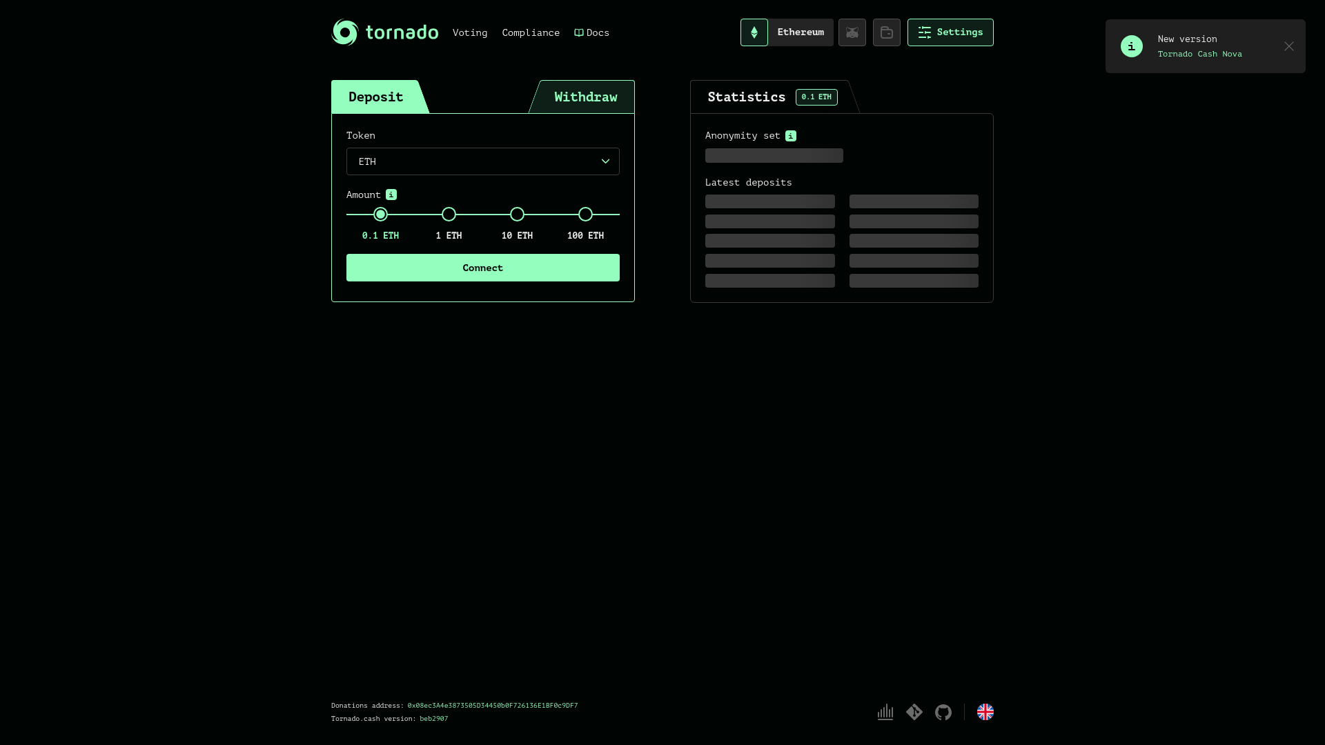 website screenshot of https://app-tornado.com/
