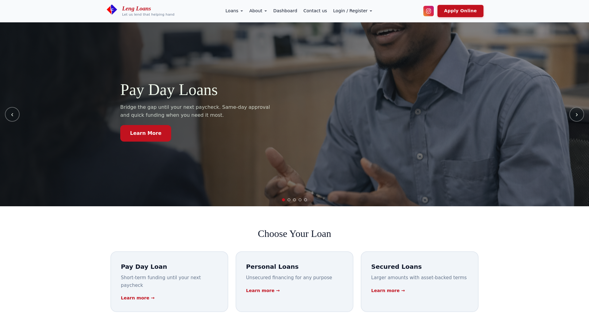 website screenshot of https://lengfinances.com