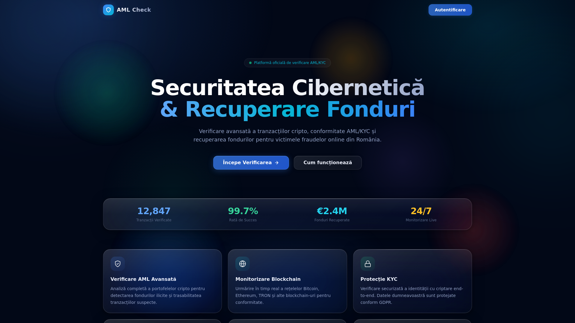 website screenshot of https://amlcheckro.pro