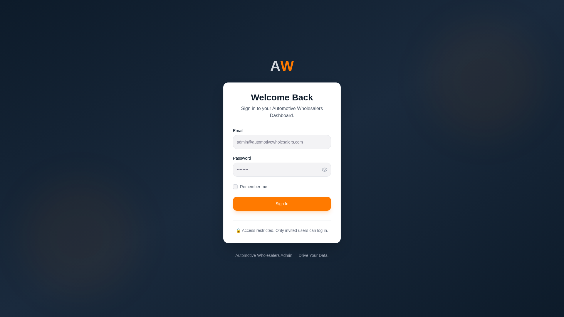 website screenshot of https://autowholesale-admin-dashboard.pages.dev/