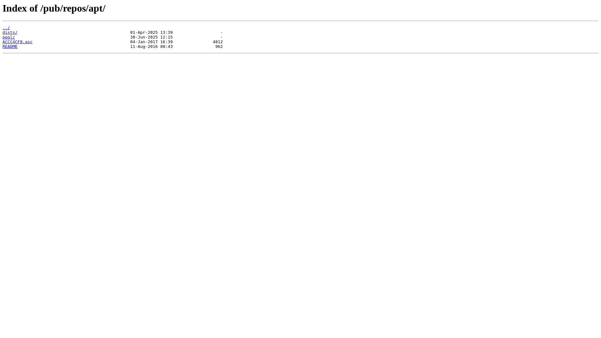 website screenshot of https://apt.postgresql.org/pub/repos/apt