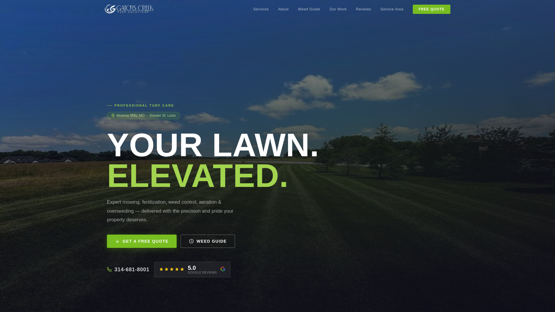 website screenshot of https://gatorscreek.com
