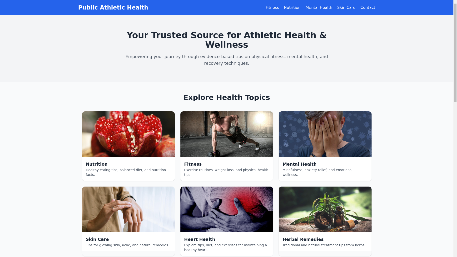 website screenshot of https://publicathletichealth.org/