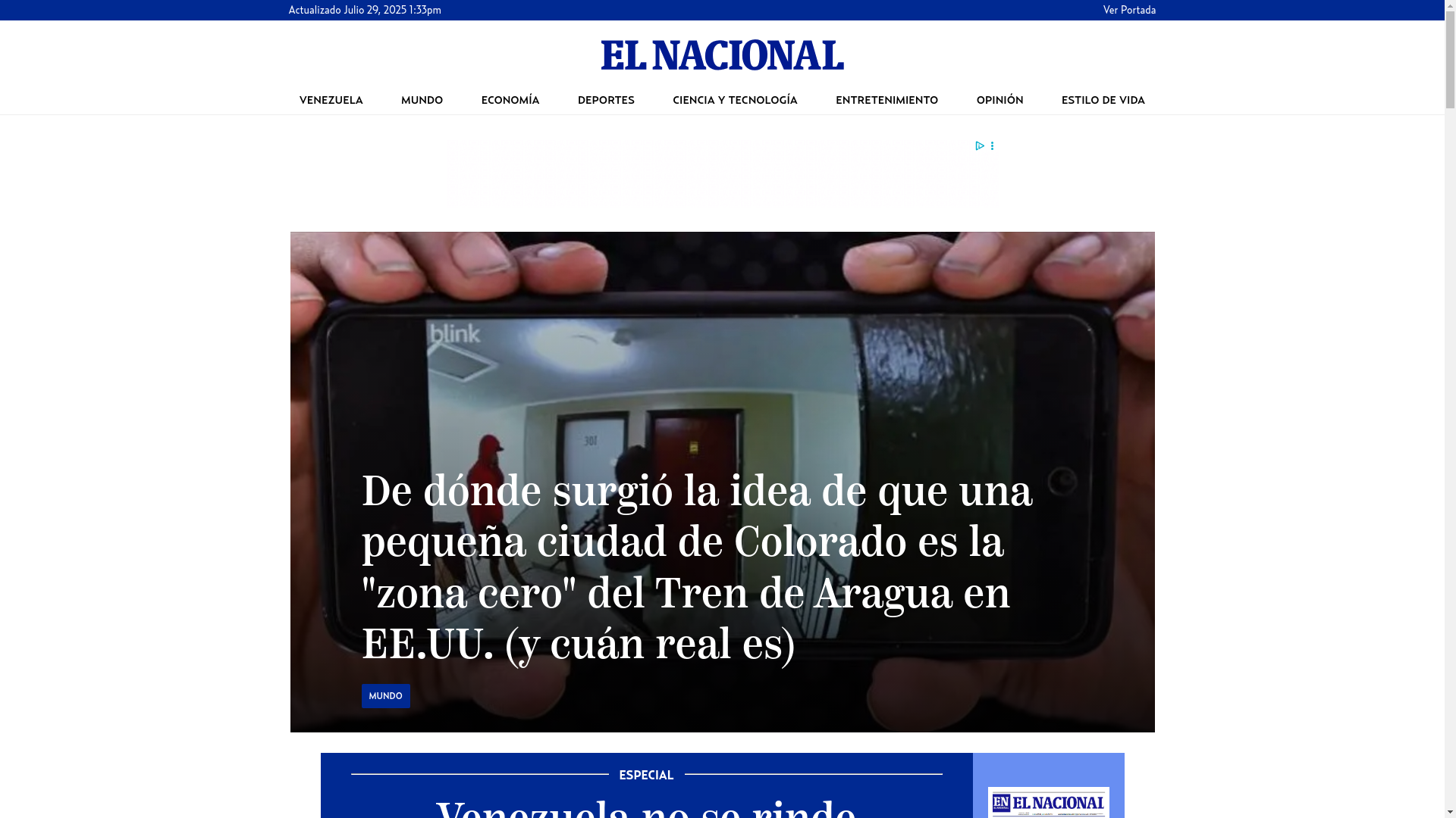 website screenshot of https://www.elnacional.com/