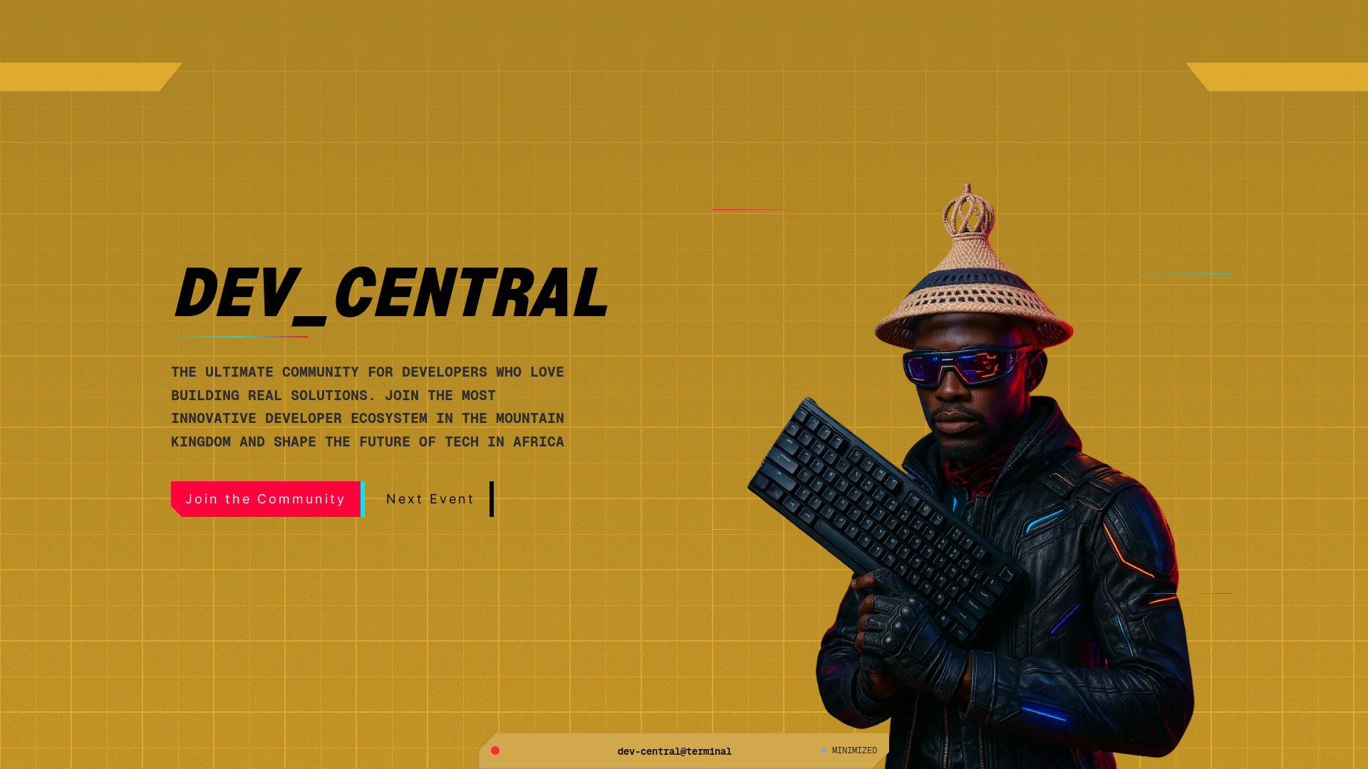 website screenshot of https://devcentral.space/