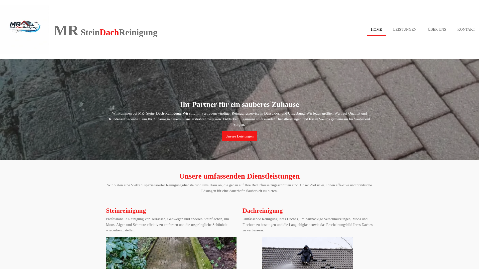 website screenshot of https://mr-stein-dach-reinigung.de/