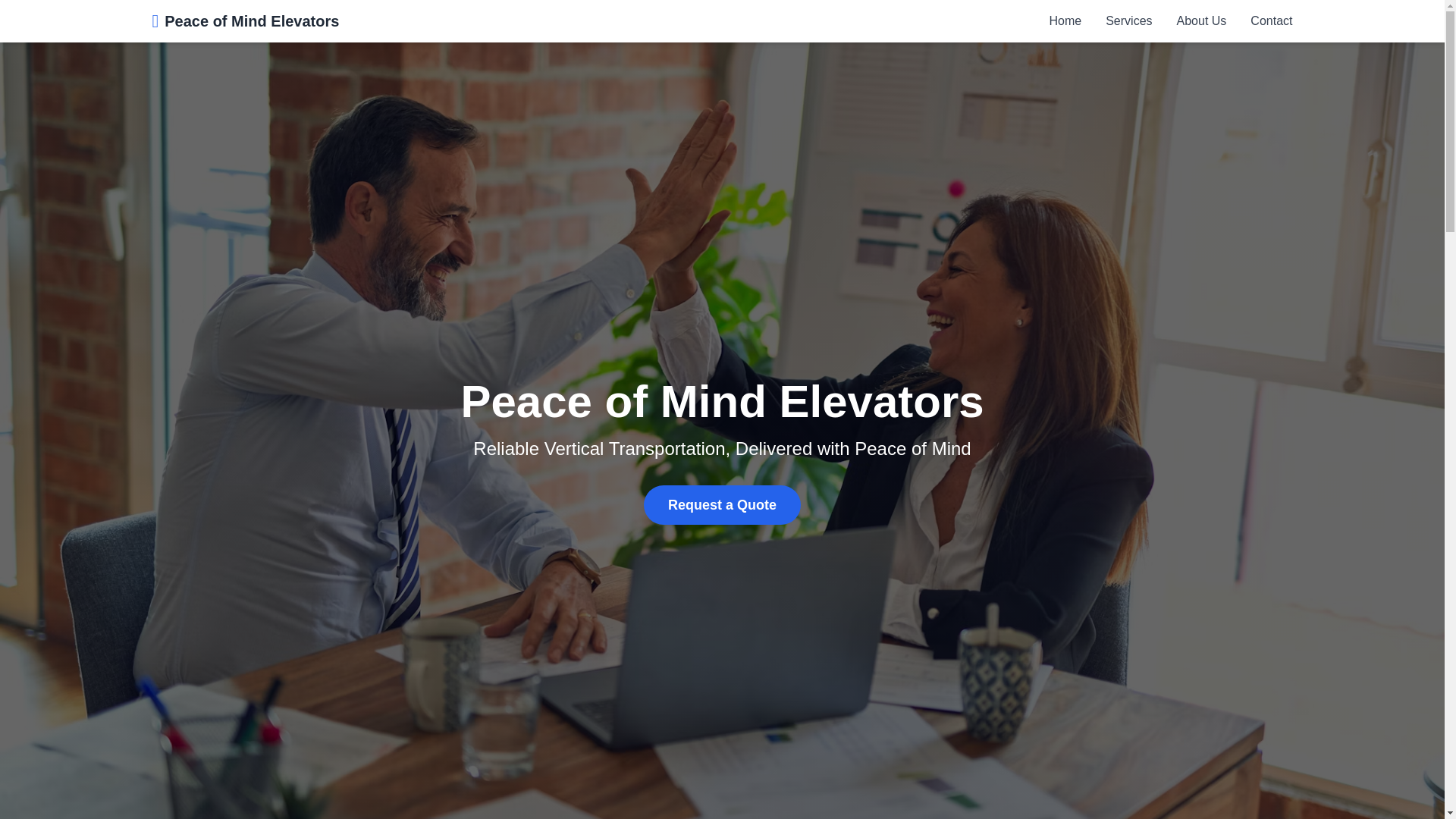 website screenshot of https://peaceofmindelevators.com/