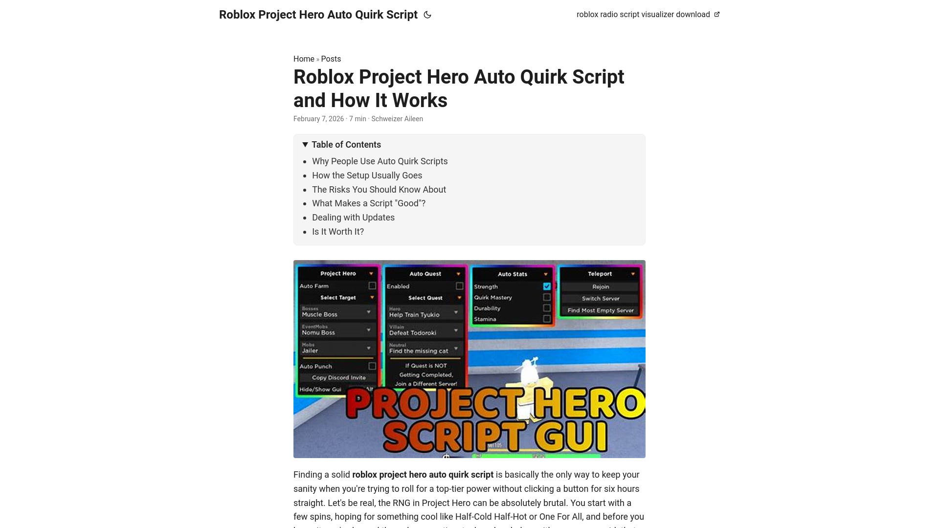website screenshot of https://roblox-project-hero-auto-quirk-script.pages.dev/