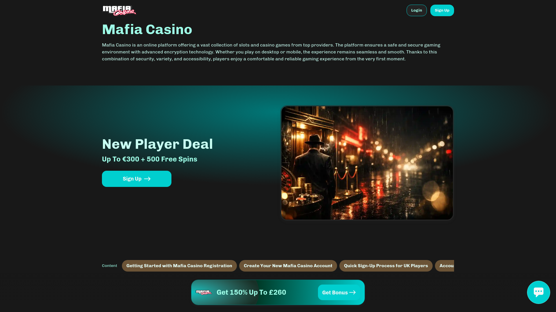 website screenshot of https://mafiaacasino.eu/