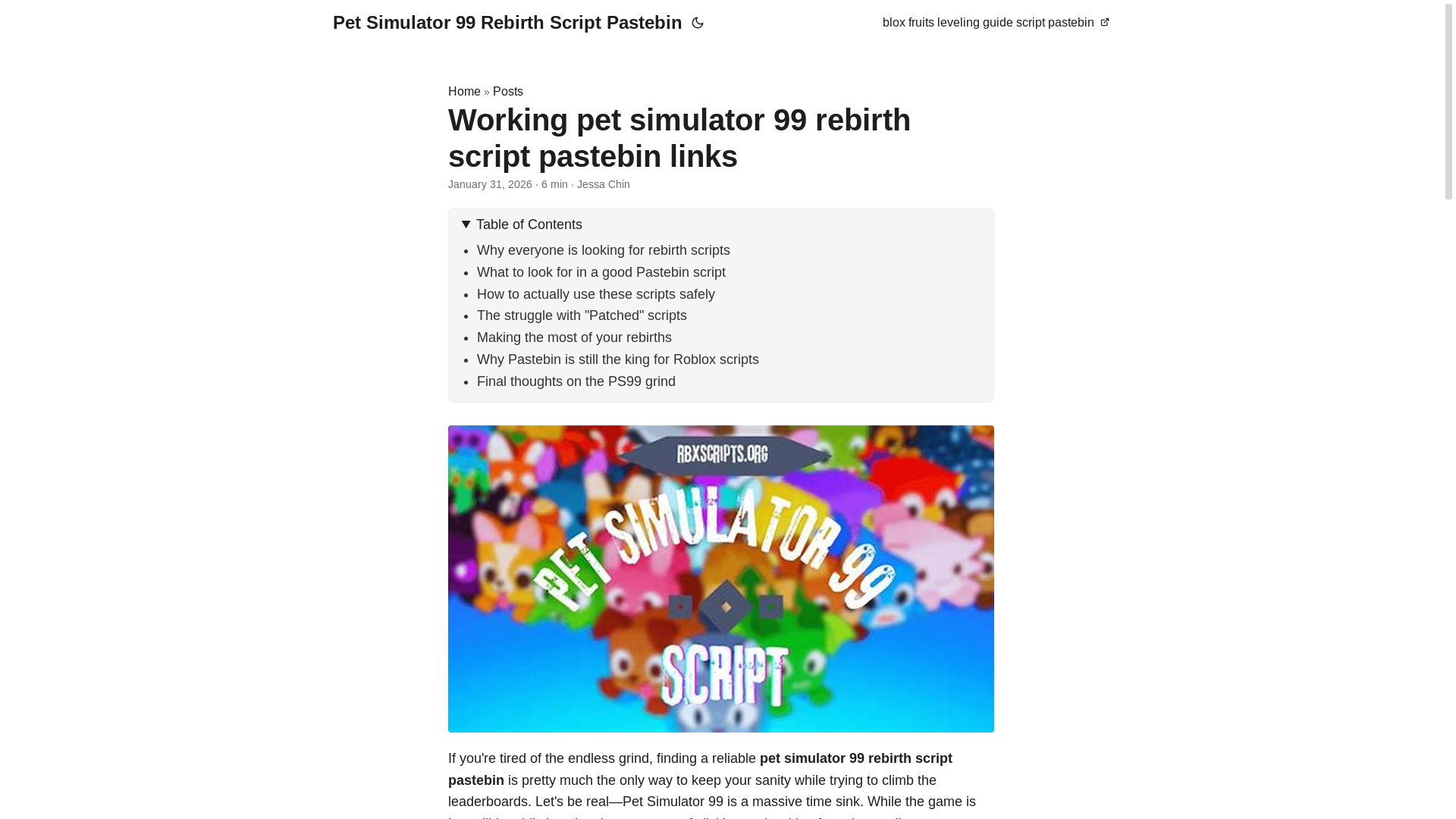 website screenshot of https://pet-simulator-99-rebirth-script-pastebin.pages.dev/