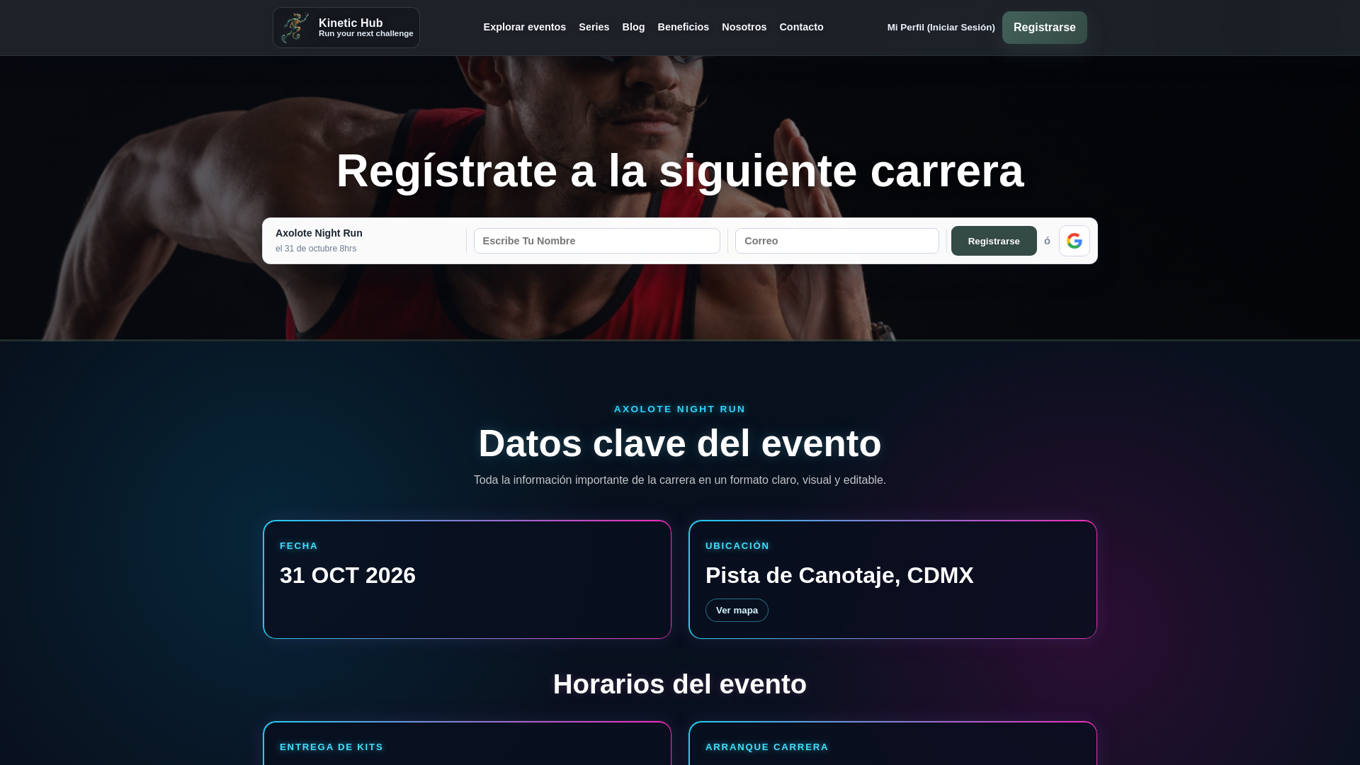 website screenshot of https://kinetichub.com.mx