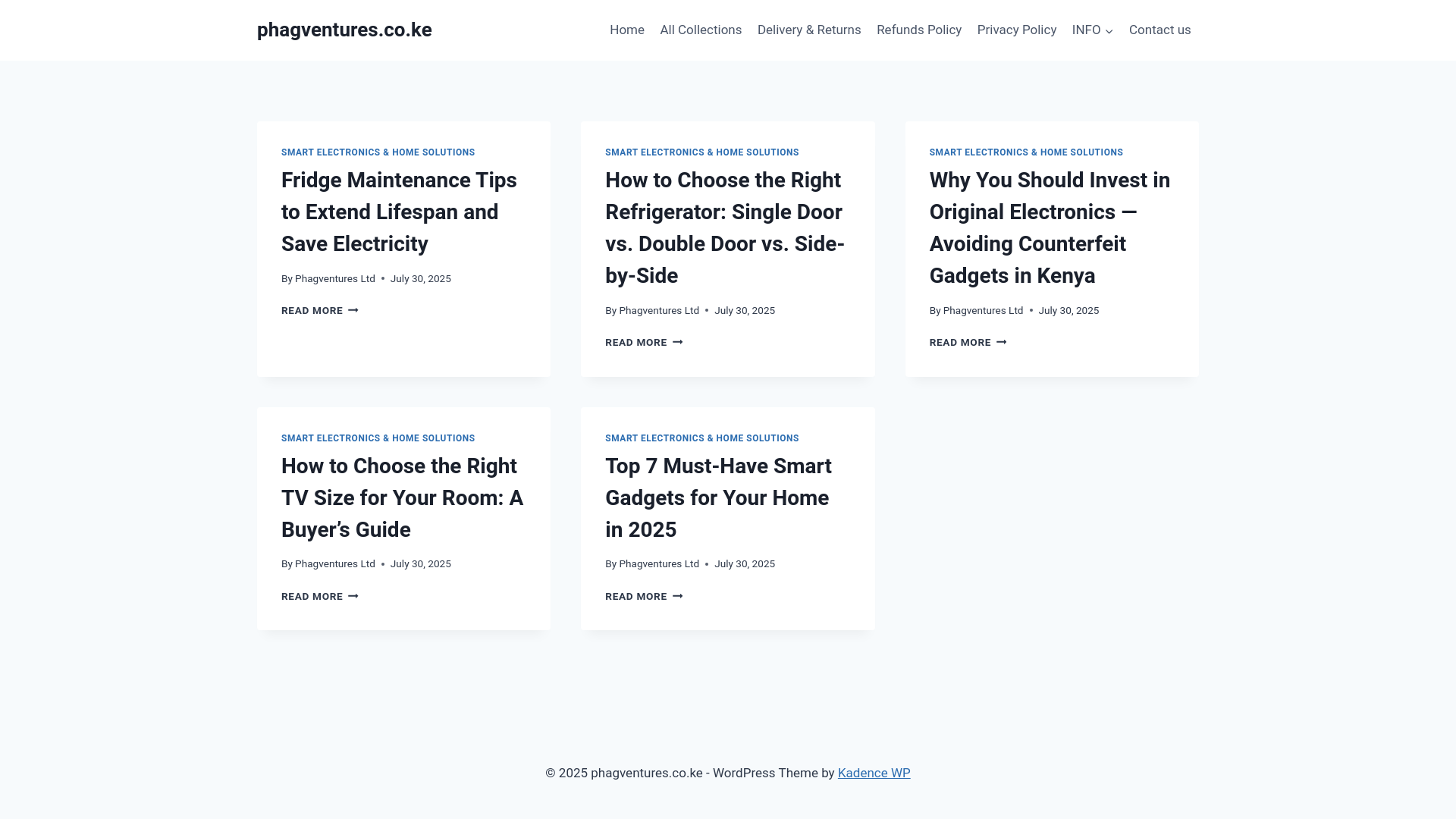 website screenshot of https://phagventures.co.ke/