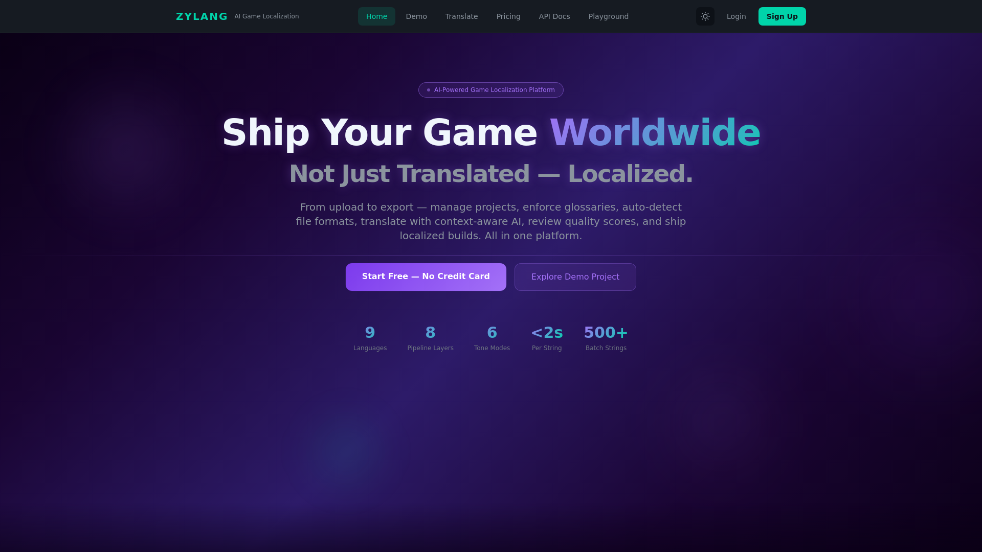 website screenshot of https://zylang.io/