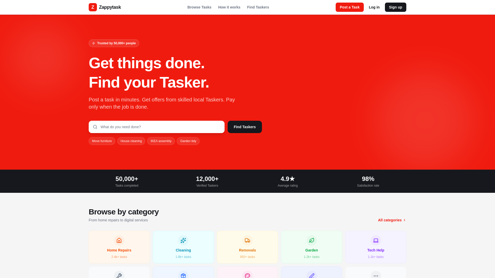 website screenshot of https://zappytask.com/