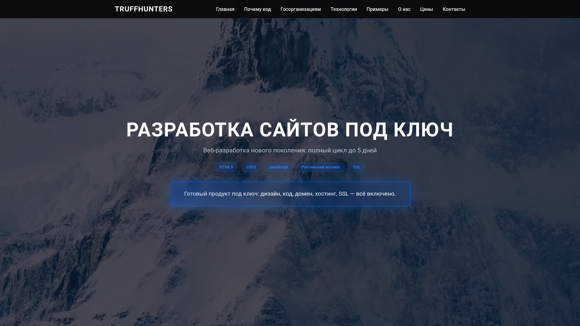website screenshot of https://truffhunters.ru