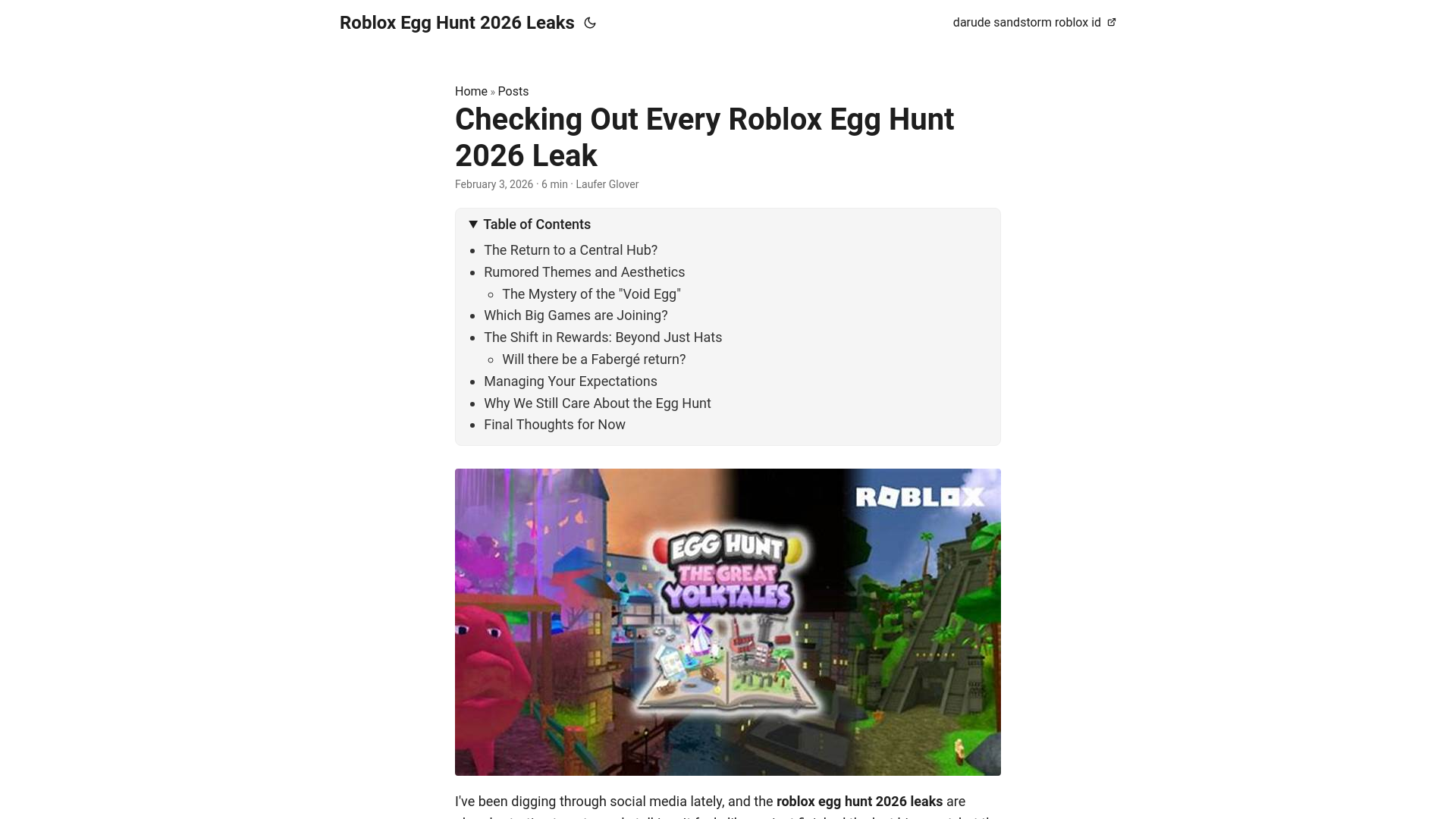 website screenshot of https://roblox-egg-hunt-2026-leaks.pages.dev/
