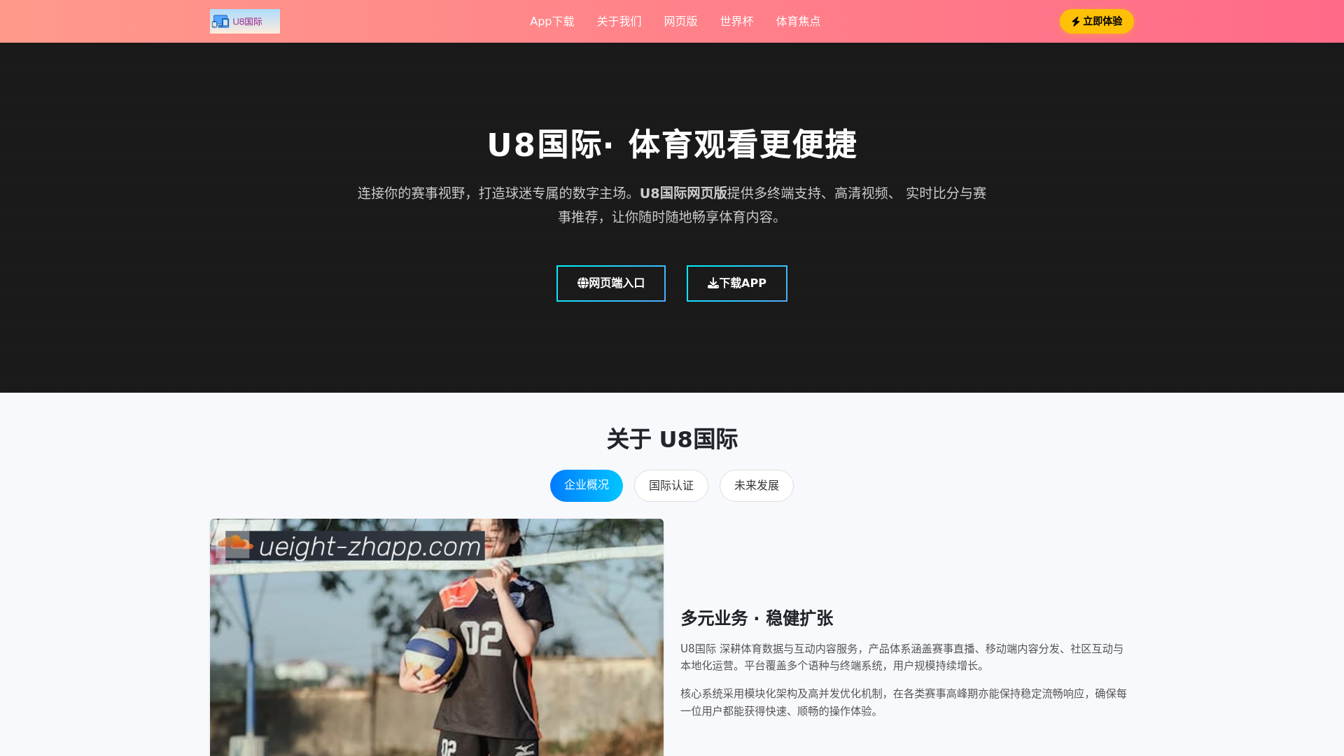 website screenshot of https://ueight-zhapp.com/