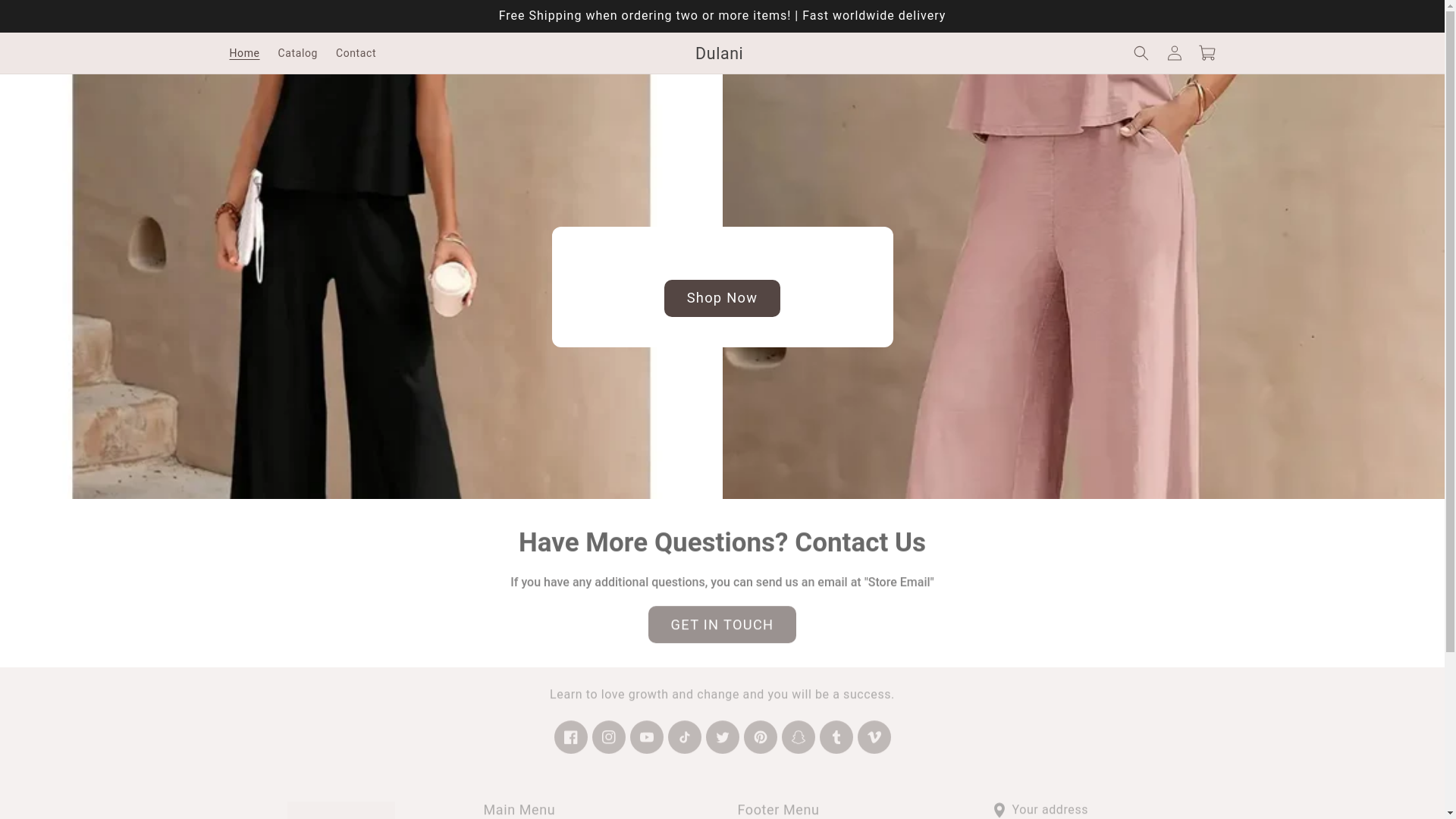 website screenshot of https://dulani.shop/