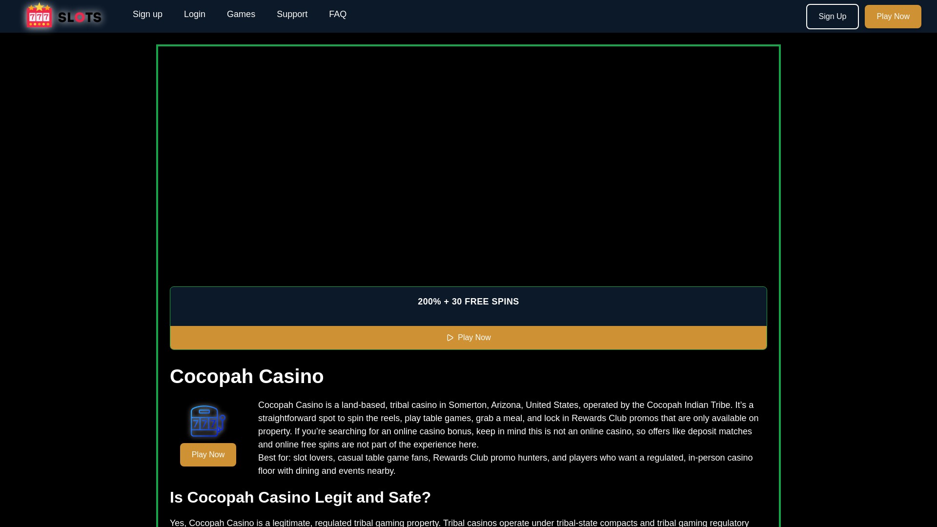 website screenshot of https://cocopahbingoandcasino.com/