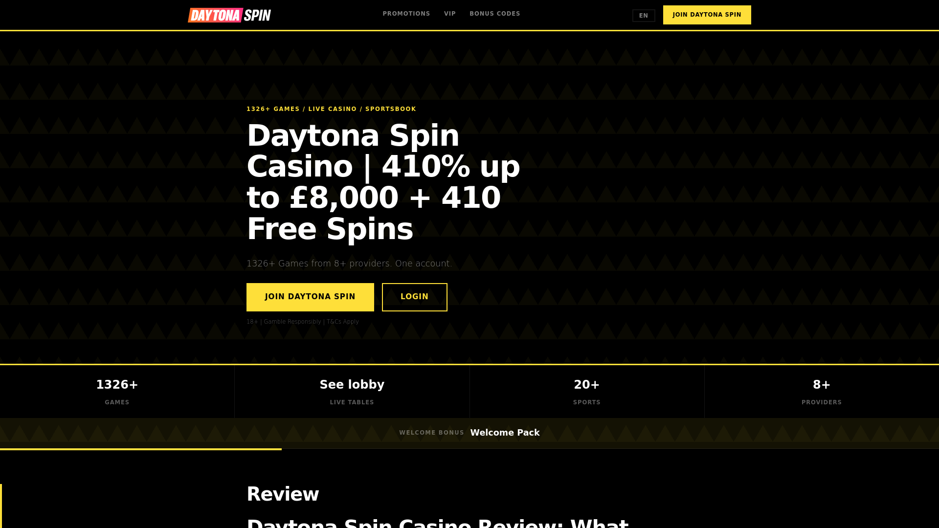 website screenshot of https://daytonacasinoslots.com/
