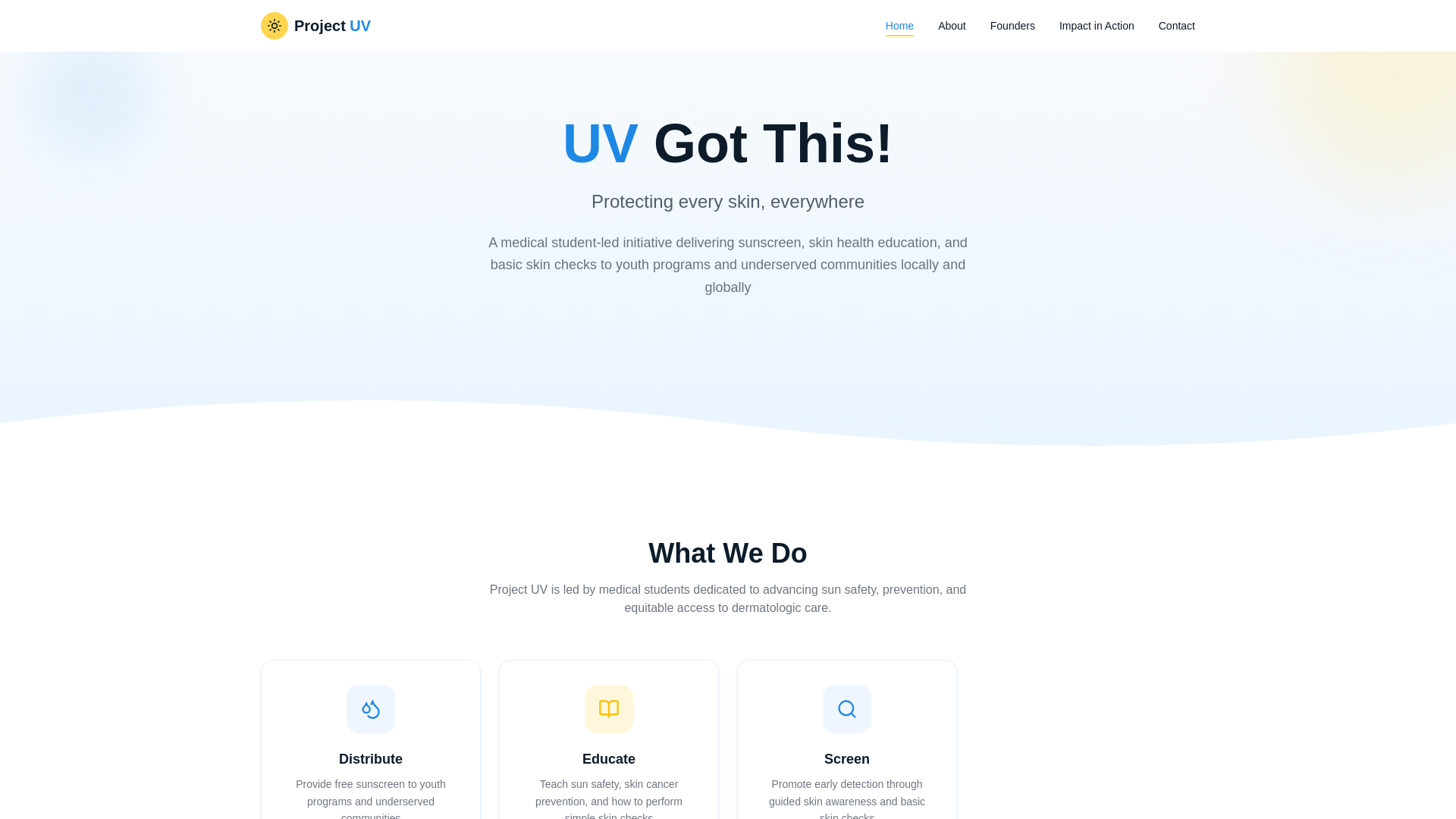 website screenshot of https://projectuv.org