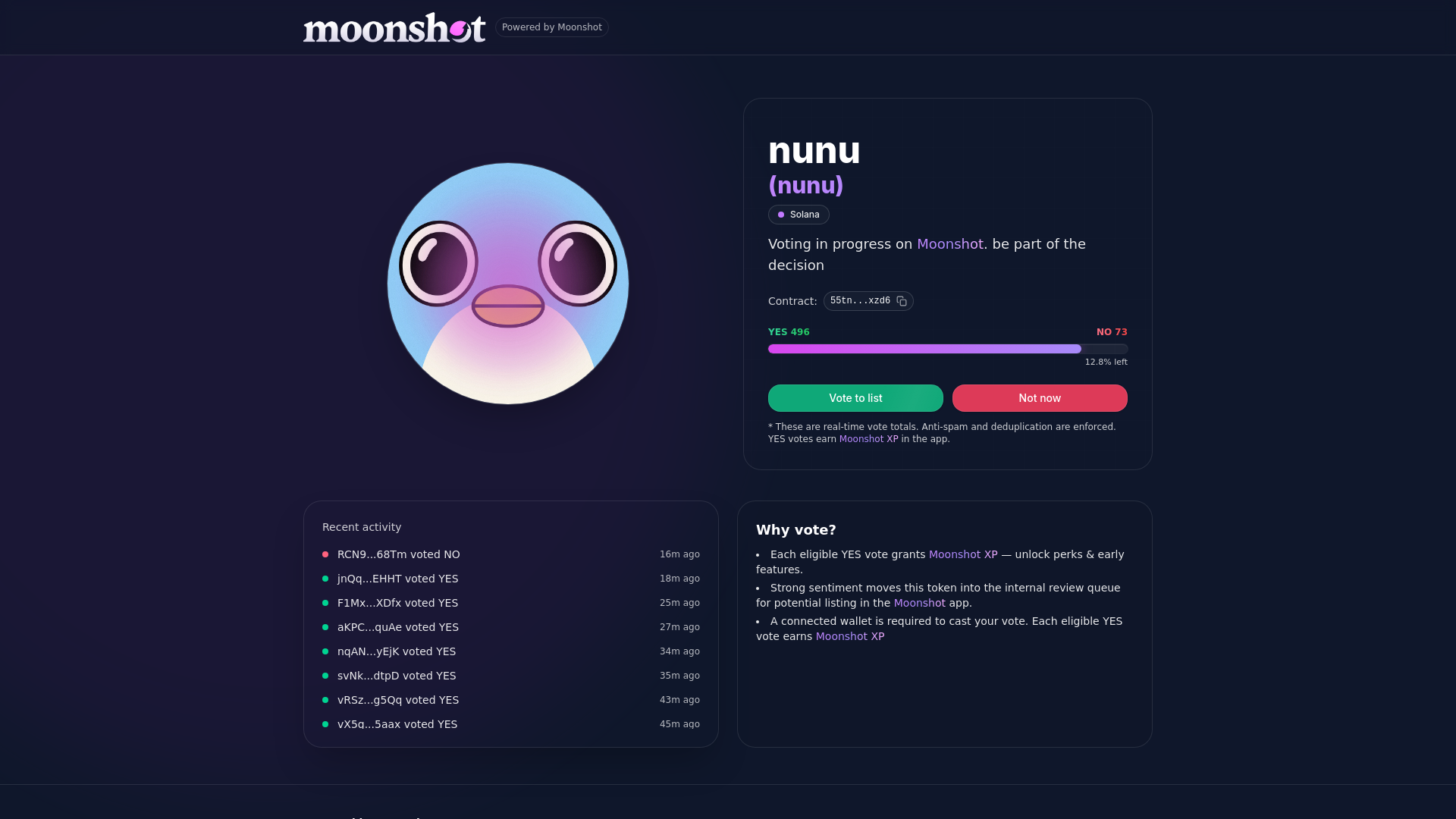 website screenshot of https://moonshot-poll.live