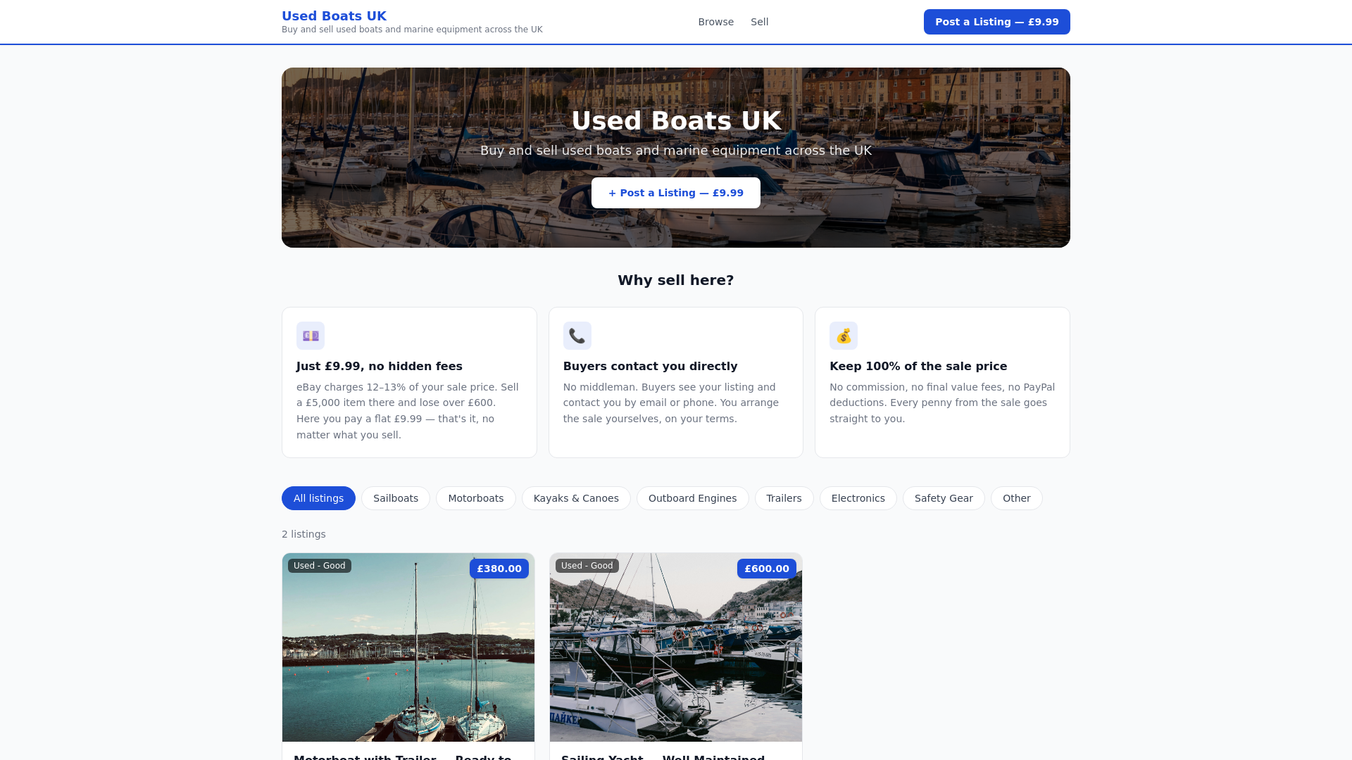 website screenshot of https://used-boats-uk.co.uk/