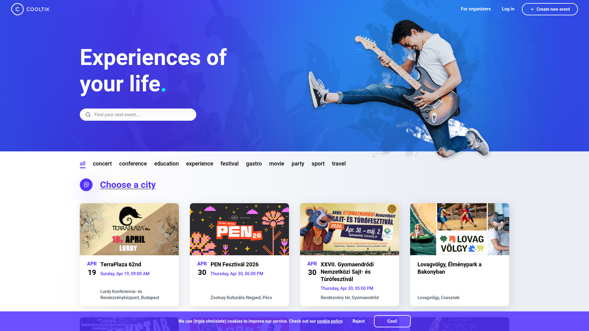 website screenshot of https://cooltix.hu/