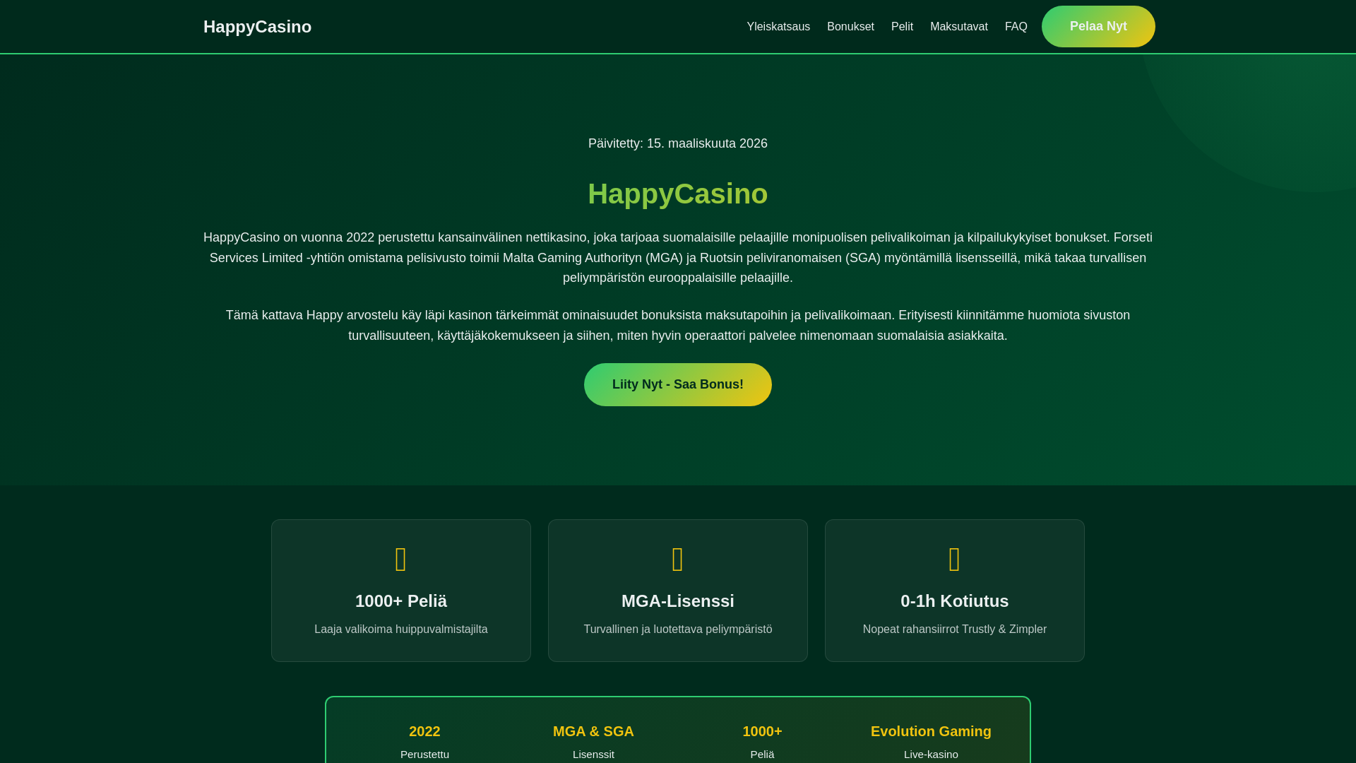 website screenshot of https://happycasino-suomi.fi/