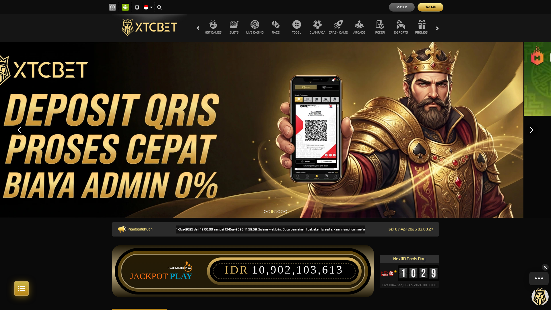 website screenshot of https://xtcbet600.com