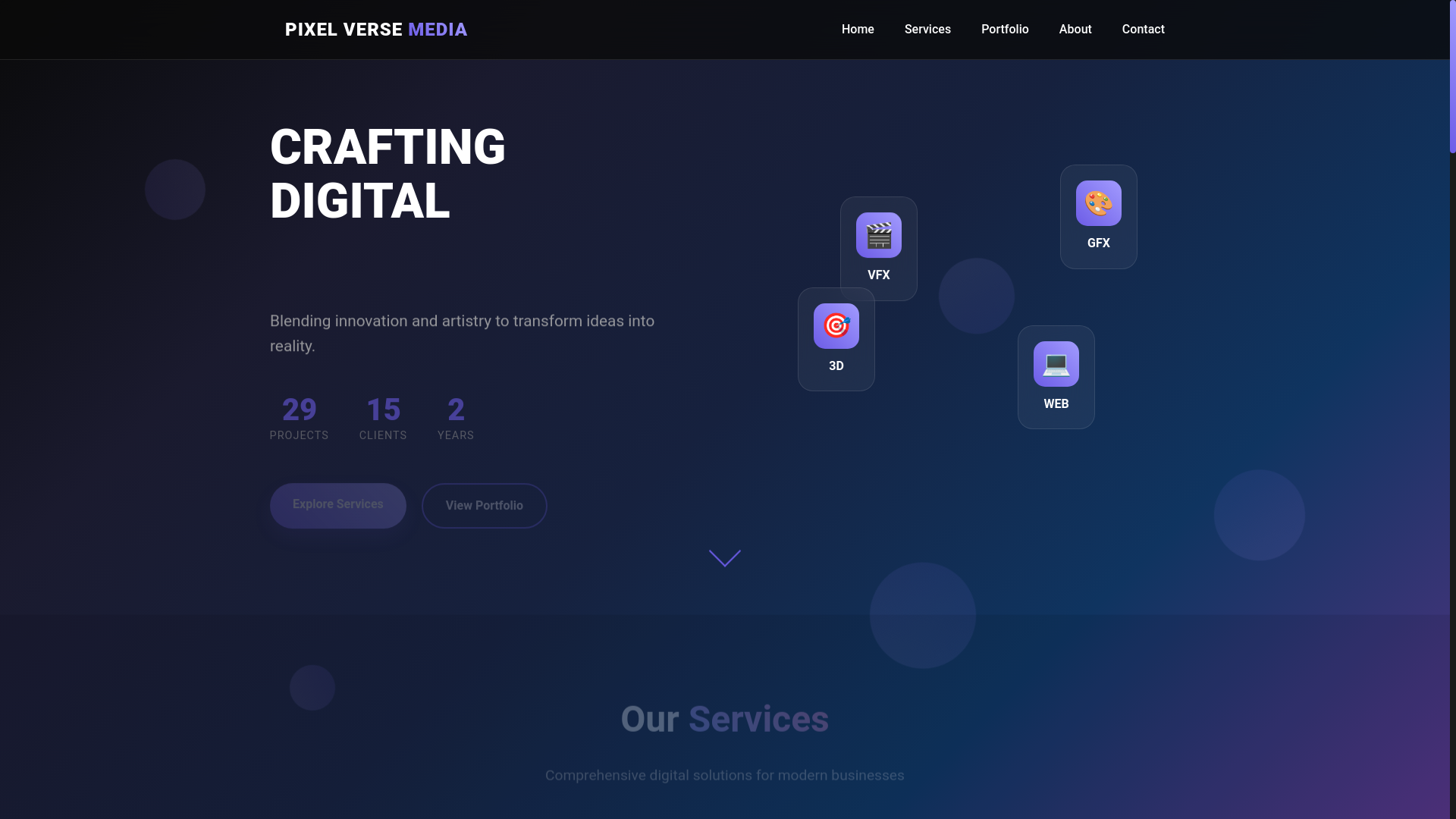 website screenshot of https://pixelversemedia.pages.dev/