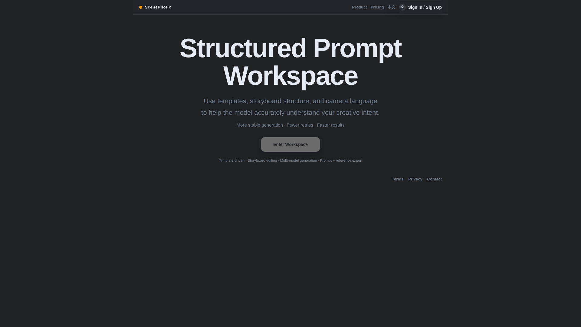 website screenshot of https://scenepilotix.pages.dev/