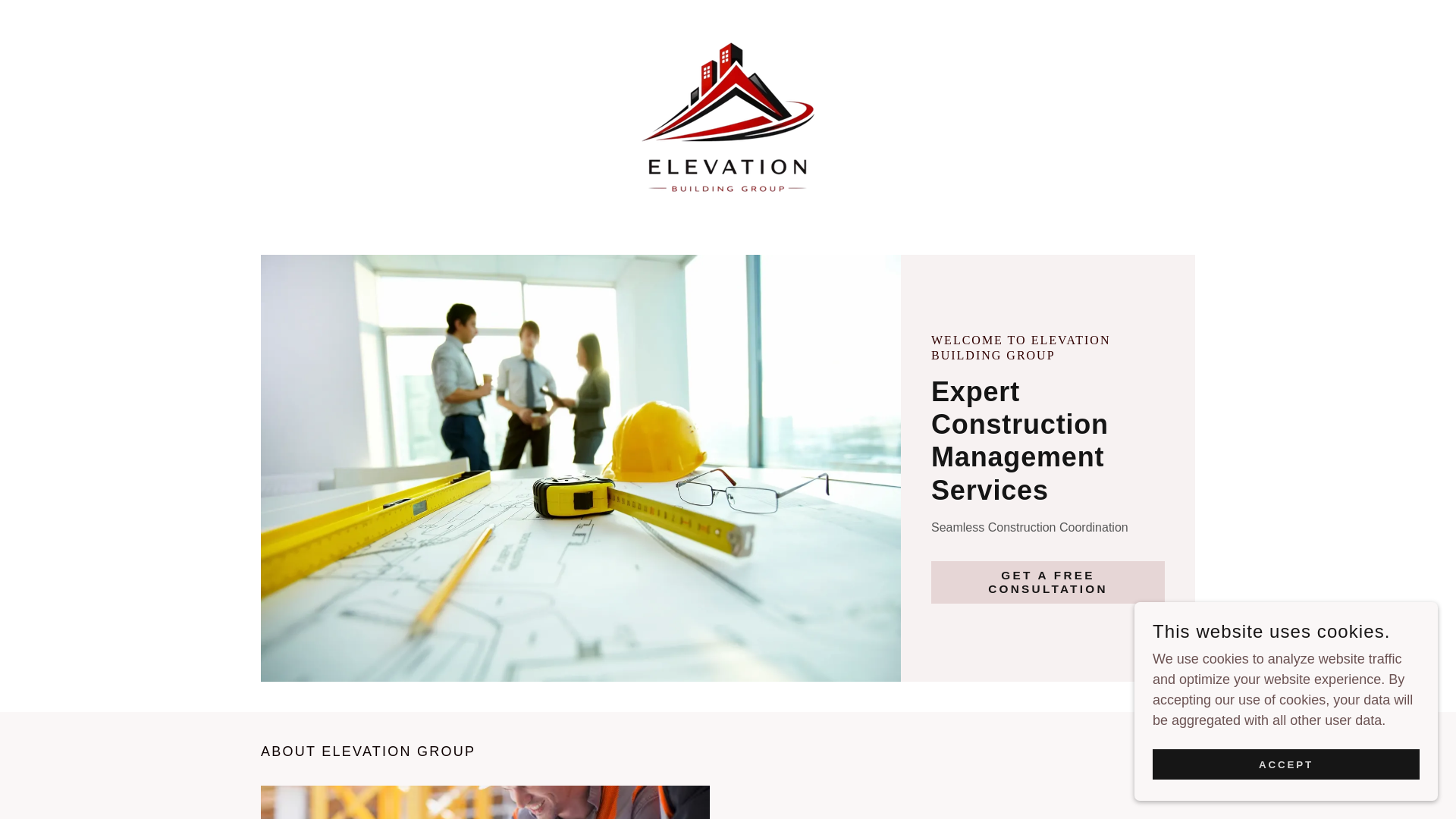 website screenshot of https://elevationbuildinggroup.net/