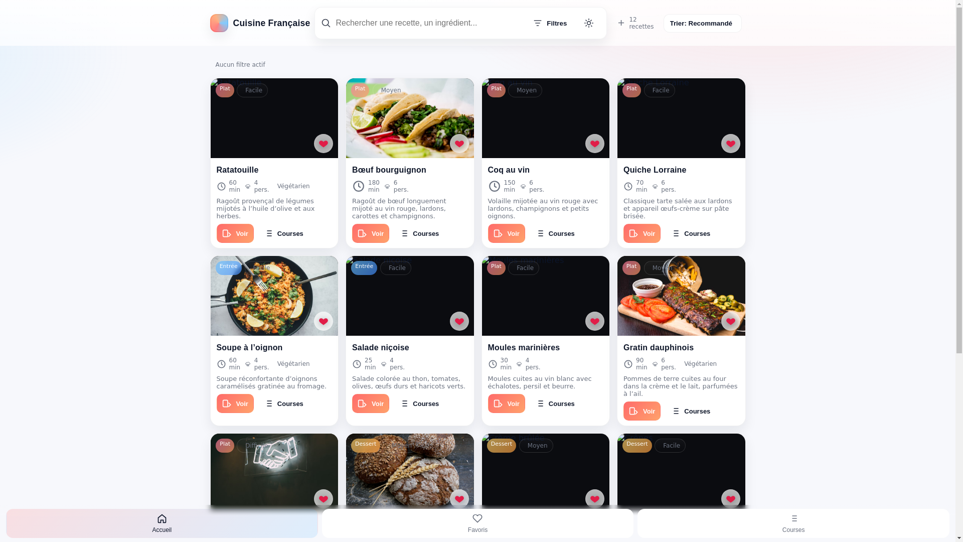 website screenshot of https://recettesdezoe.com/