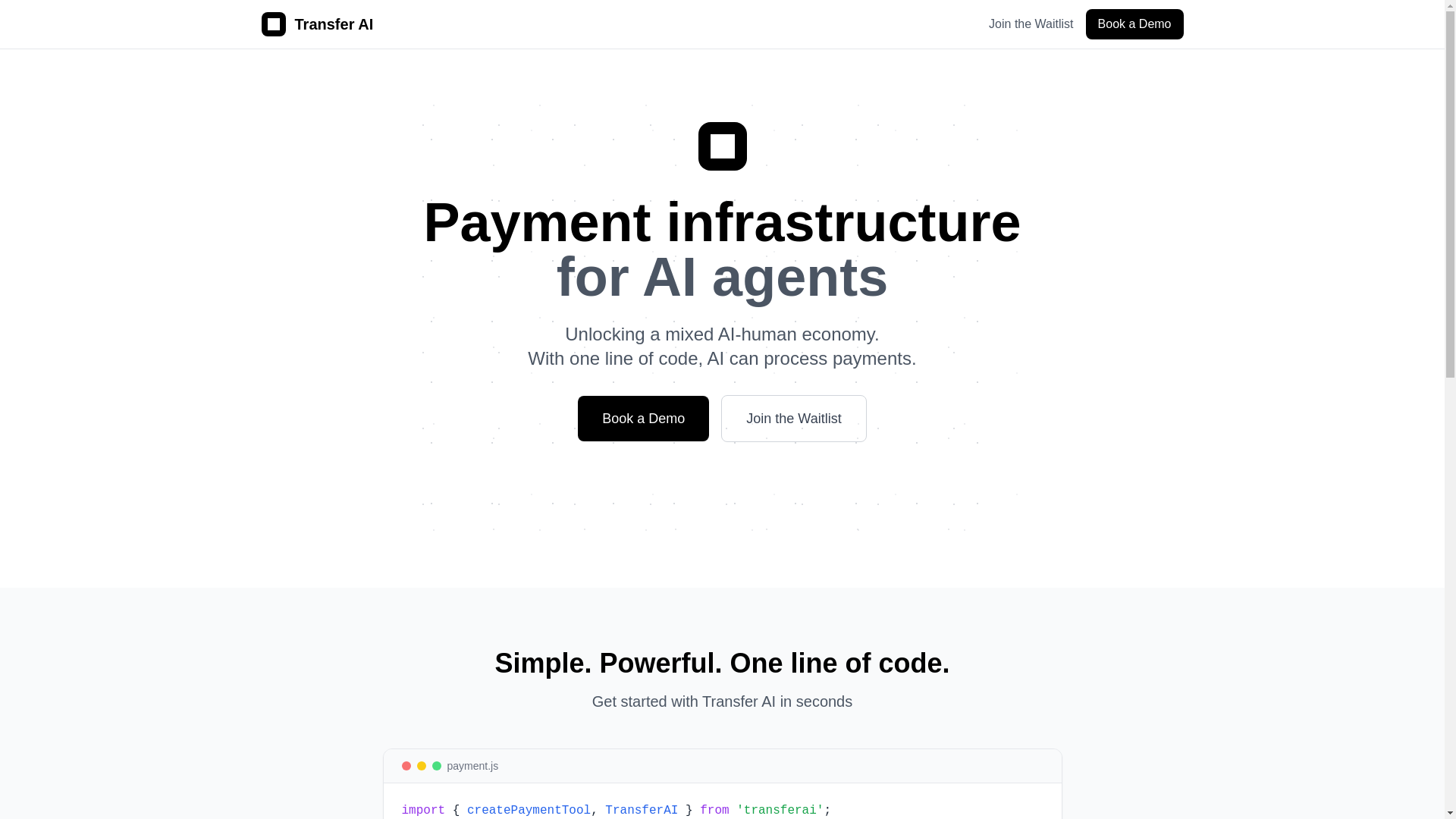 website screenshot of https://transferai.io/